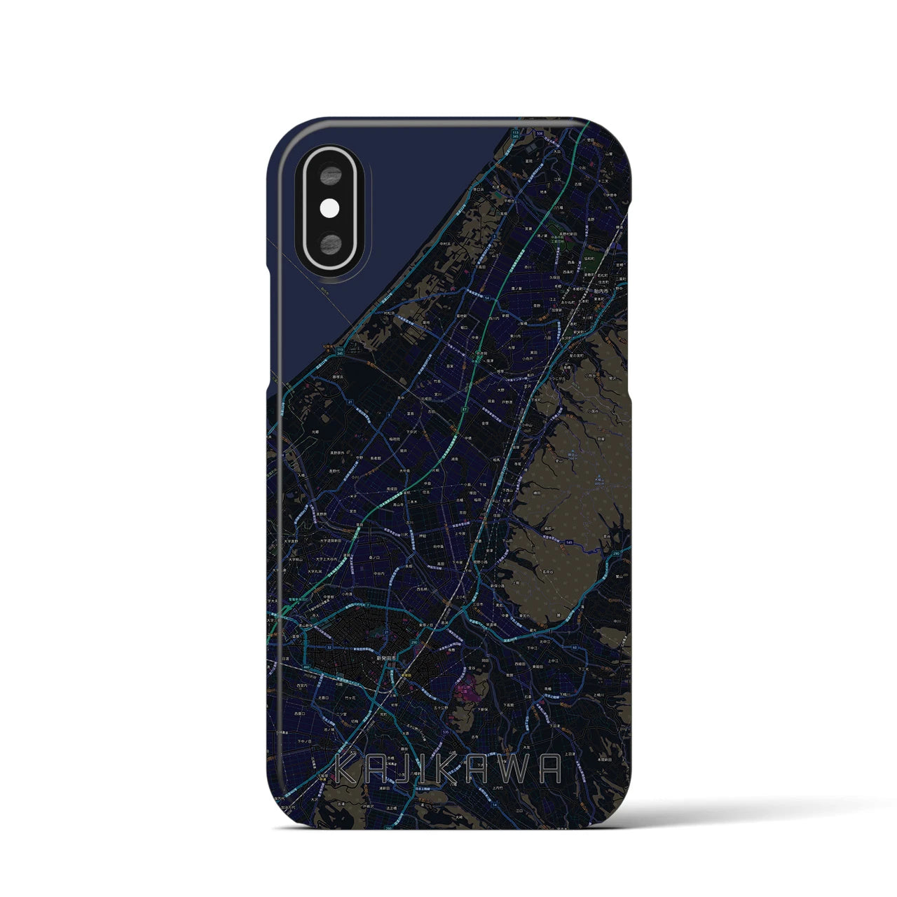 【加治川(新潟県)】地図柄iPhoneケース(バックカバータイプ)