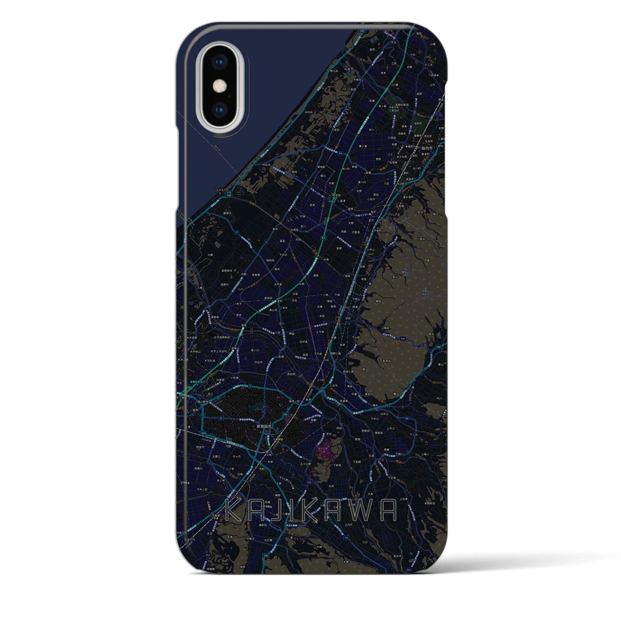 【加治川(新潟県)】地図柄iPhoneケース(バックカバータイプ)
