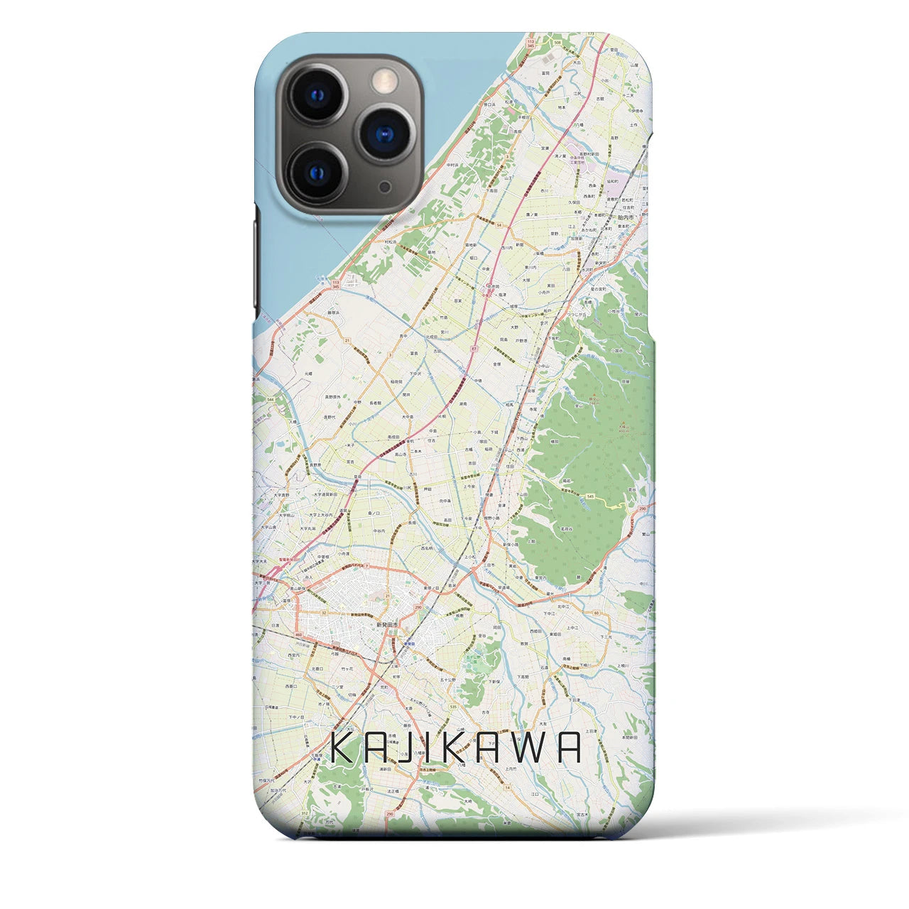【加治川(新潟県)】地図柄iPhoneケース(バックカバータイプ)