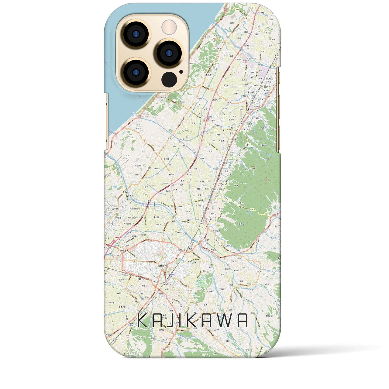 【加治川(新潟県)】地図柄iPhoneケース(バックカバータイプ)