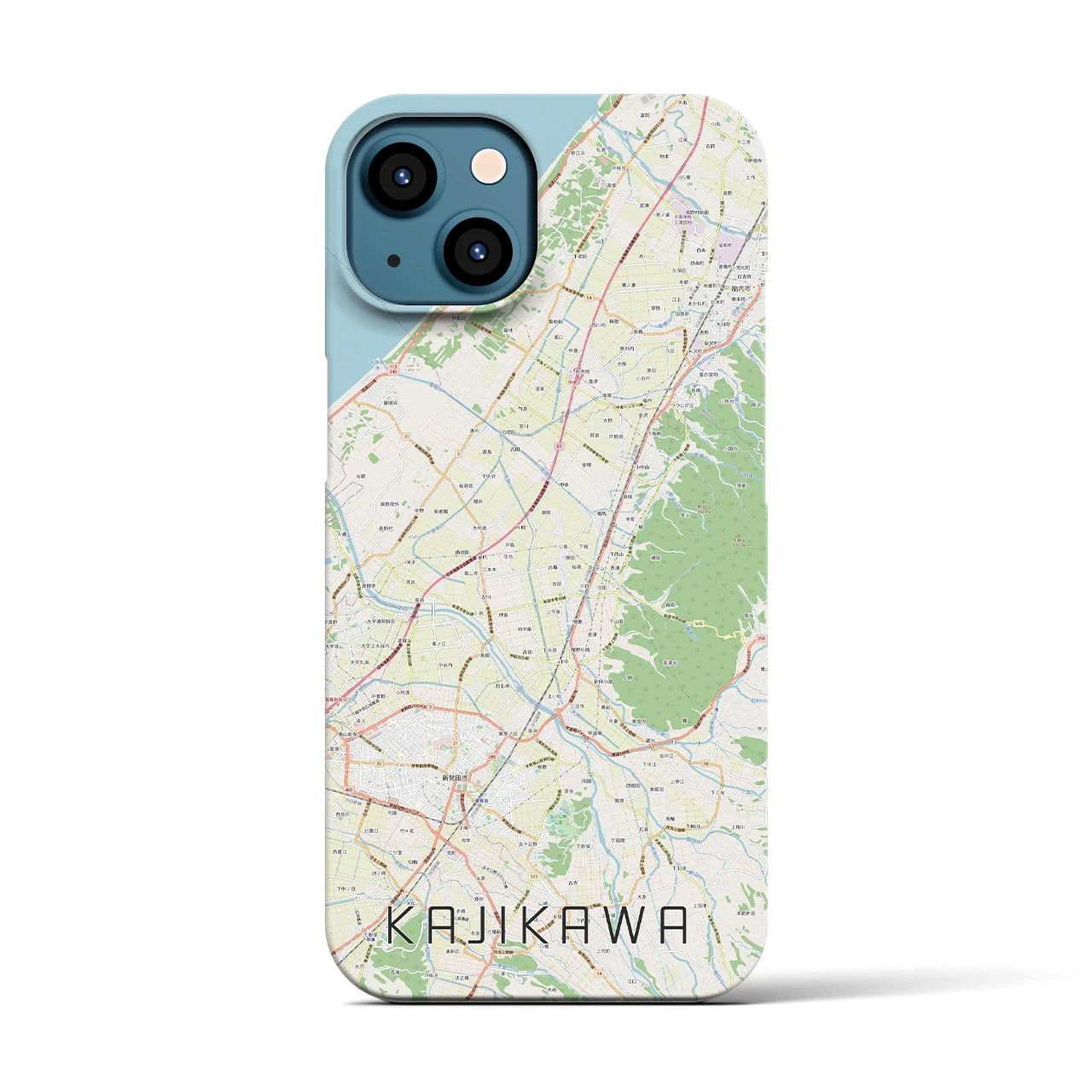 【加治川(新潟県)】地図柄iPhoneケース(バックカバータイプ)