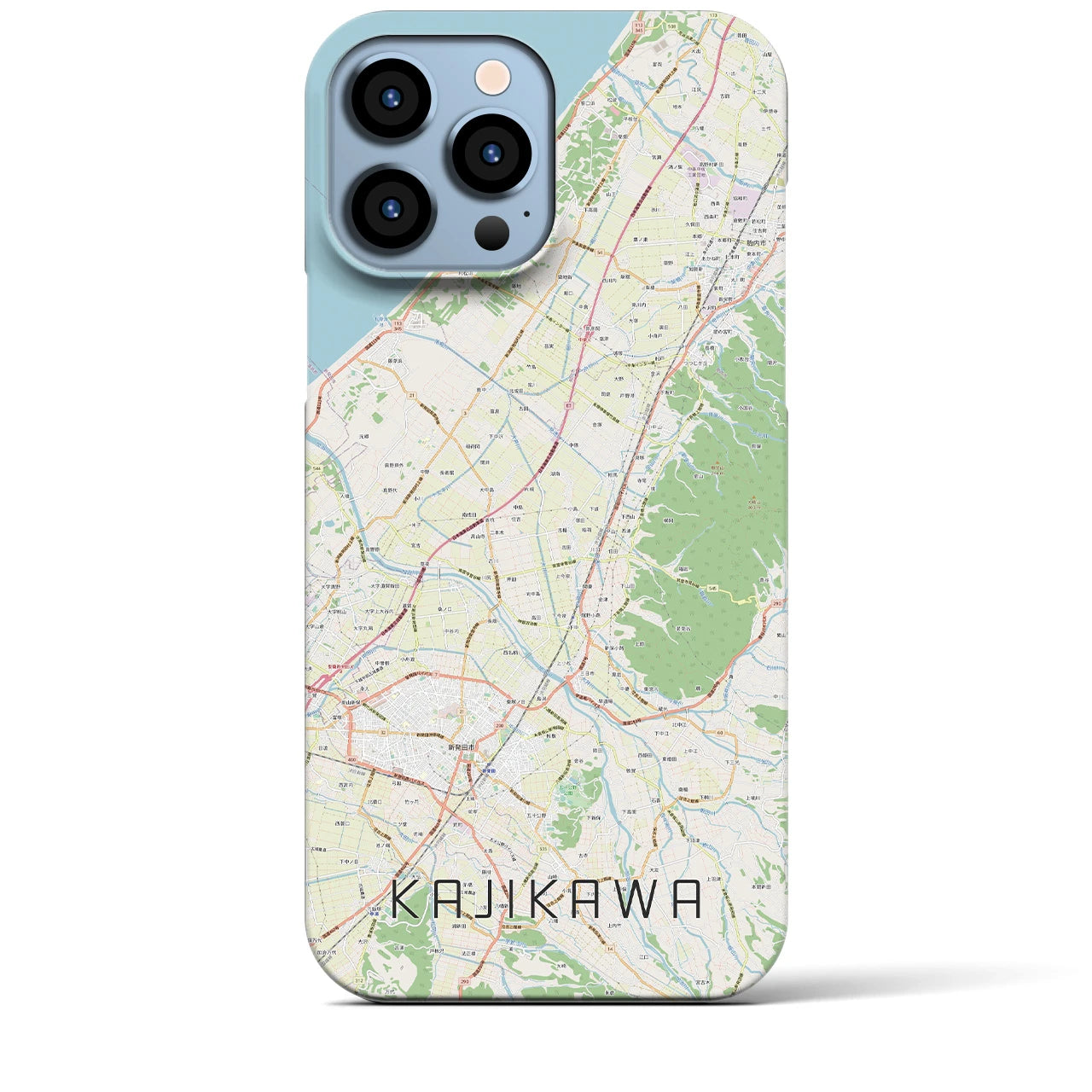 【加治川(新潟県)】地図柄iPhoneケース(バックカバータイプ)