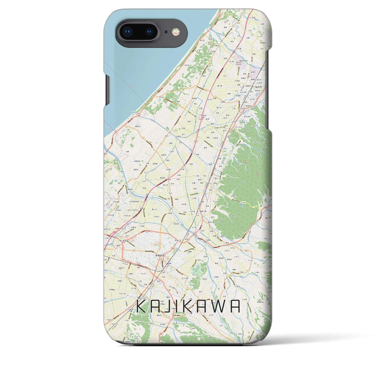【加治川(新潟県)】地図柄iPhoneケース(バックカバータイプ)