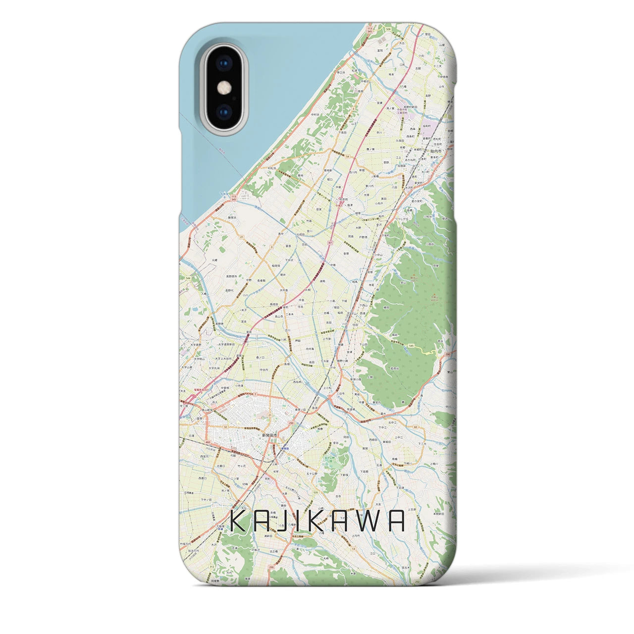 【加治川(新潟県)】地図柄iPhoneケース(バックカバータイプ)