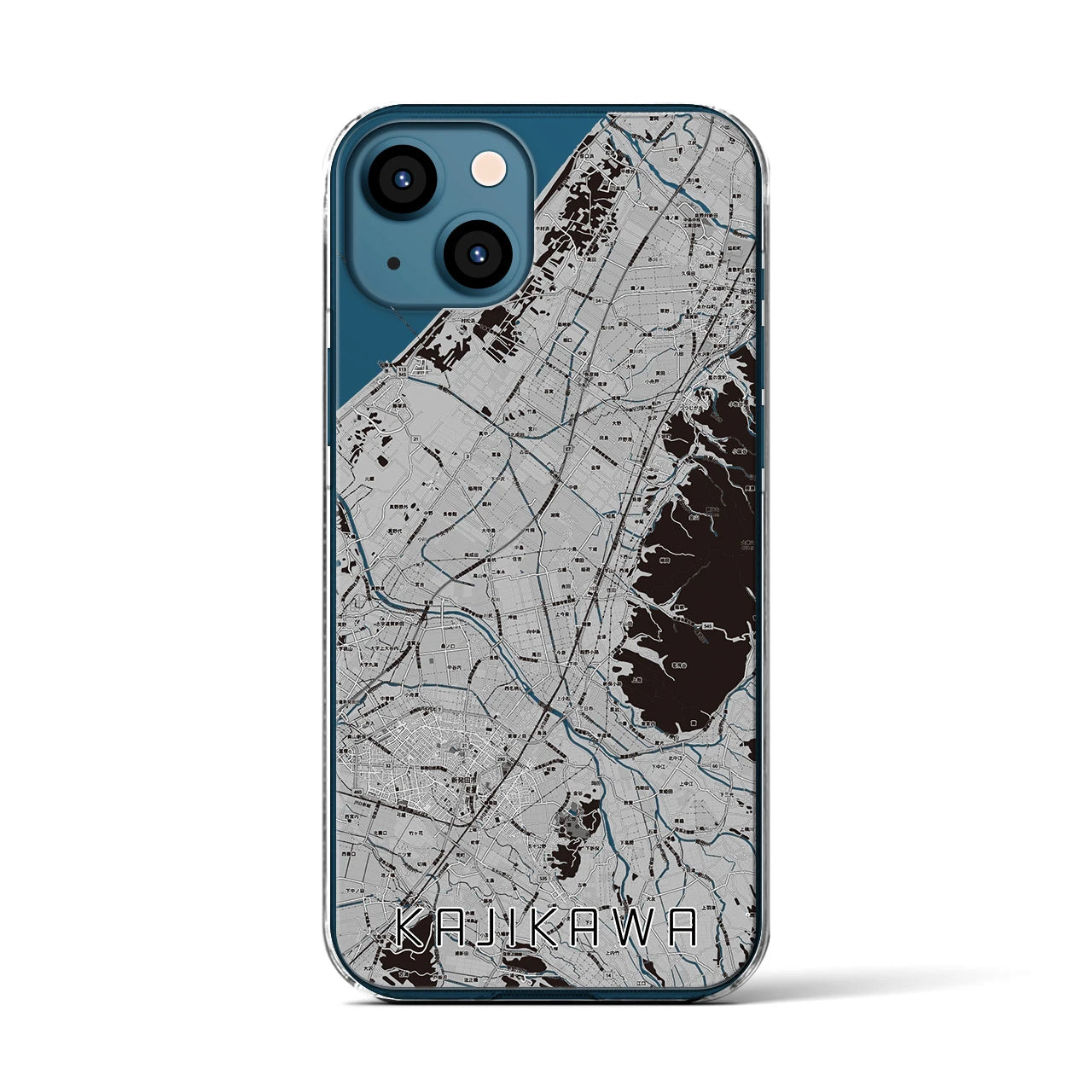 【加治川(新潟県)】地図柄iPhoneケース(クリアタイプ)