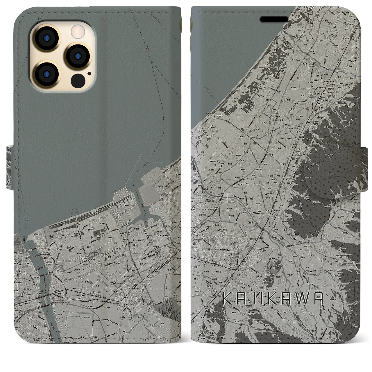 【加治川(新潟県)】地図柄iPhoneケース(手帳タイプ)