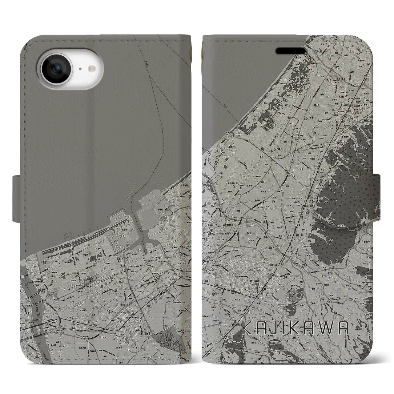 【加治川(新潟県)】地図柄iPhoneケース(手帳タイプ)