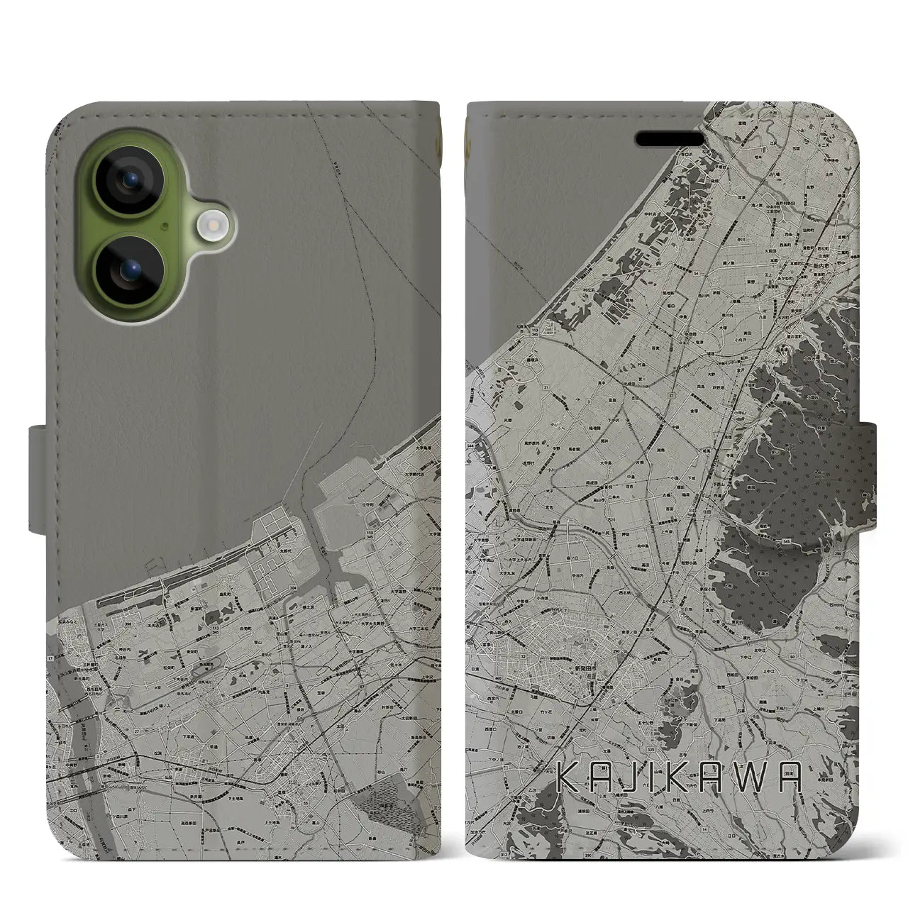 【加治川(新潟県)】地図柄iPhoneケース(手帳タイプ)