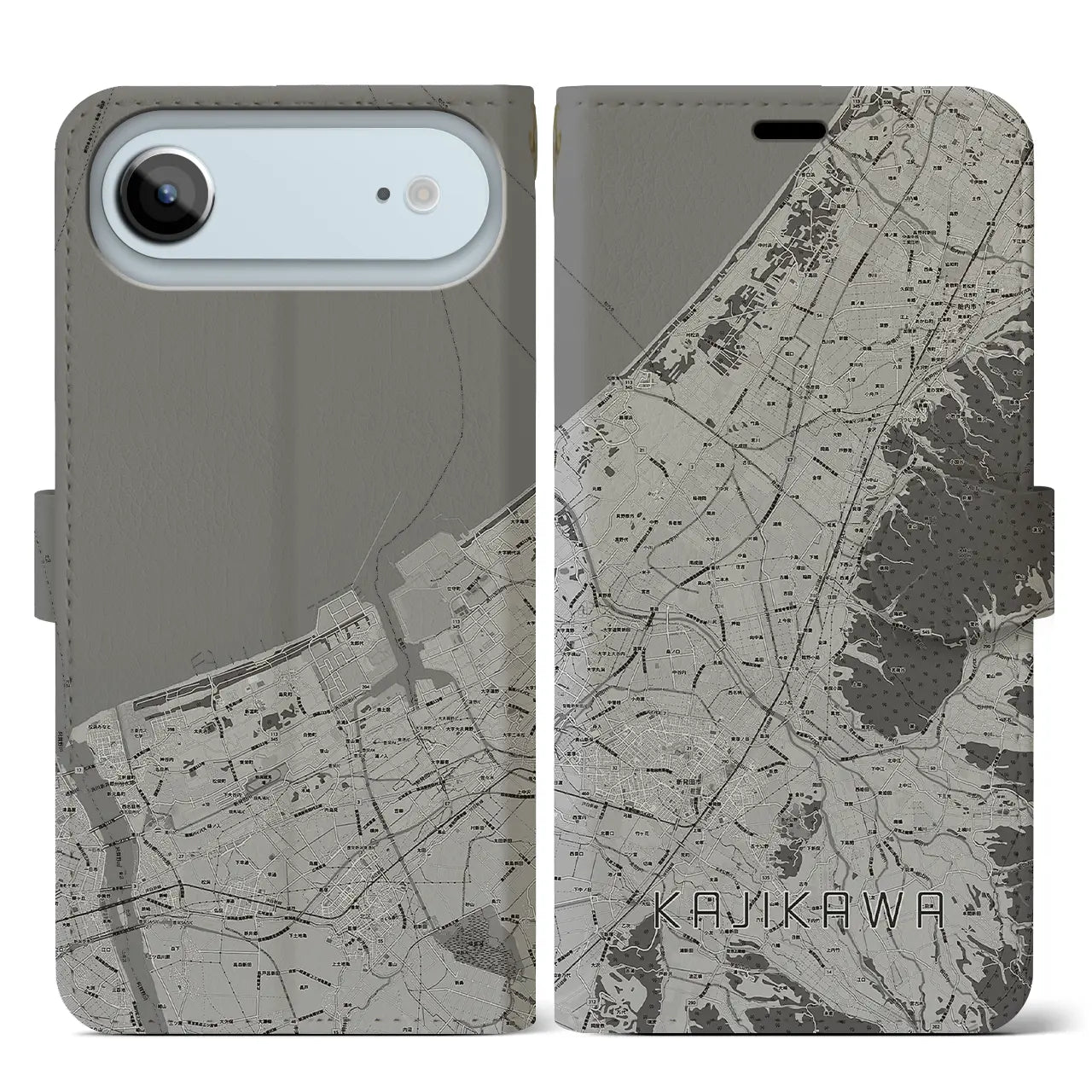 【加治川(新潟県)】地図柄iPhoneケース(手帳タイプ)