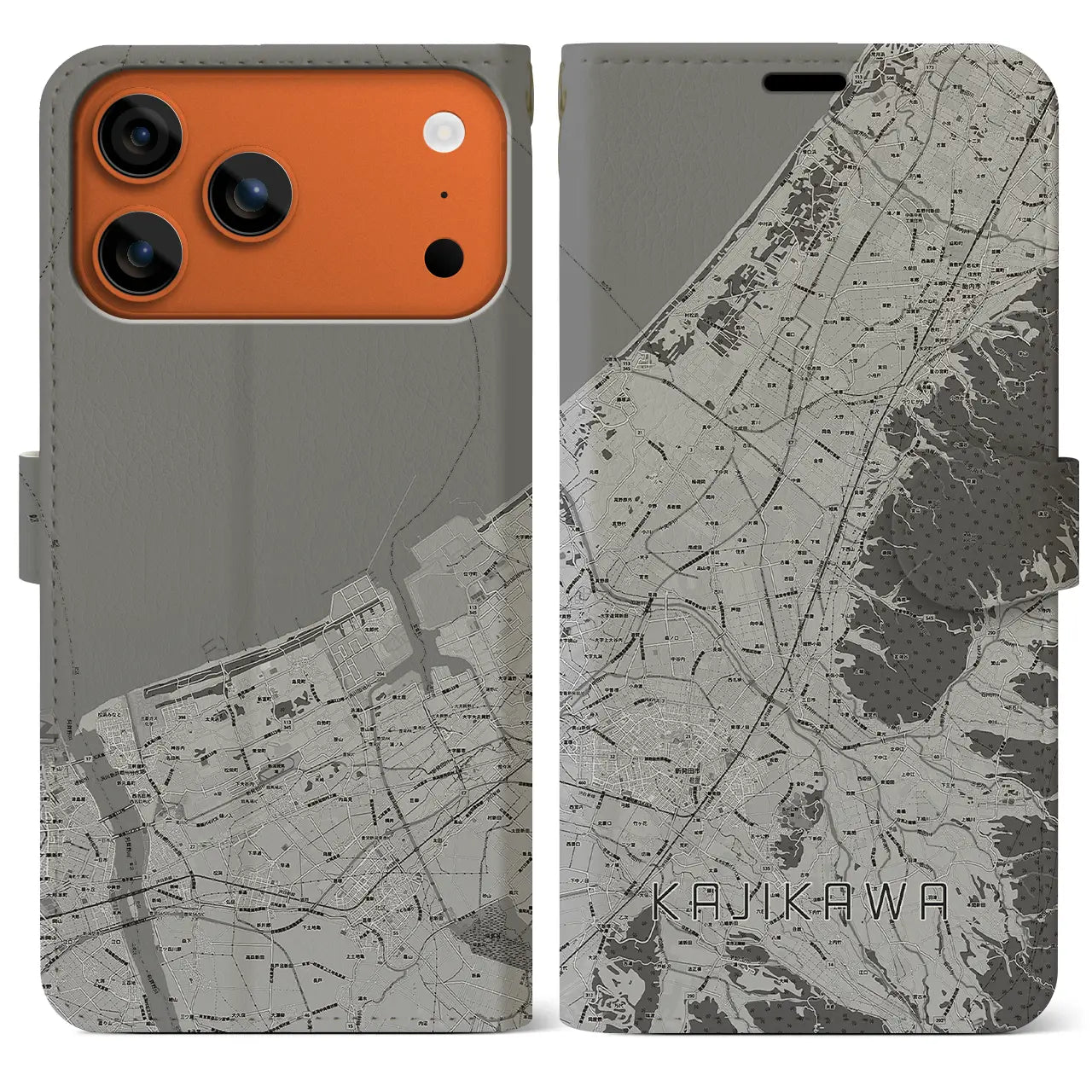 【加治川(新潟県)】地図柄iPhoneケース(手帳タイプ)