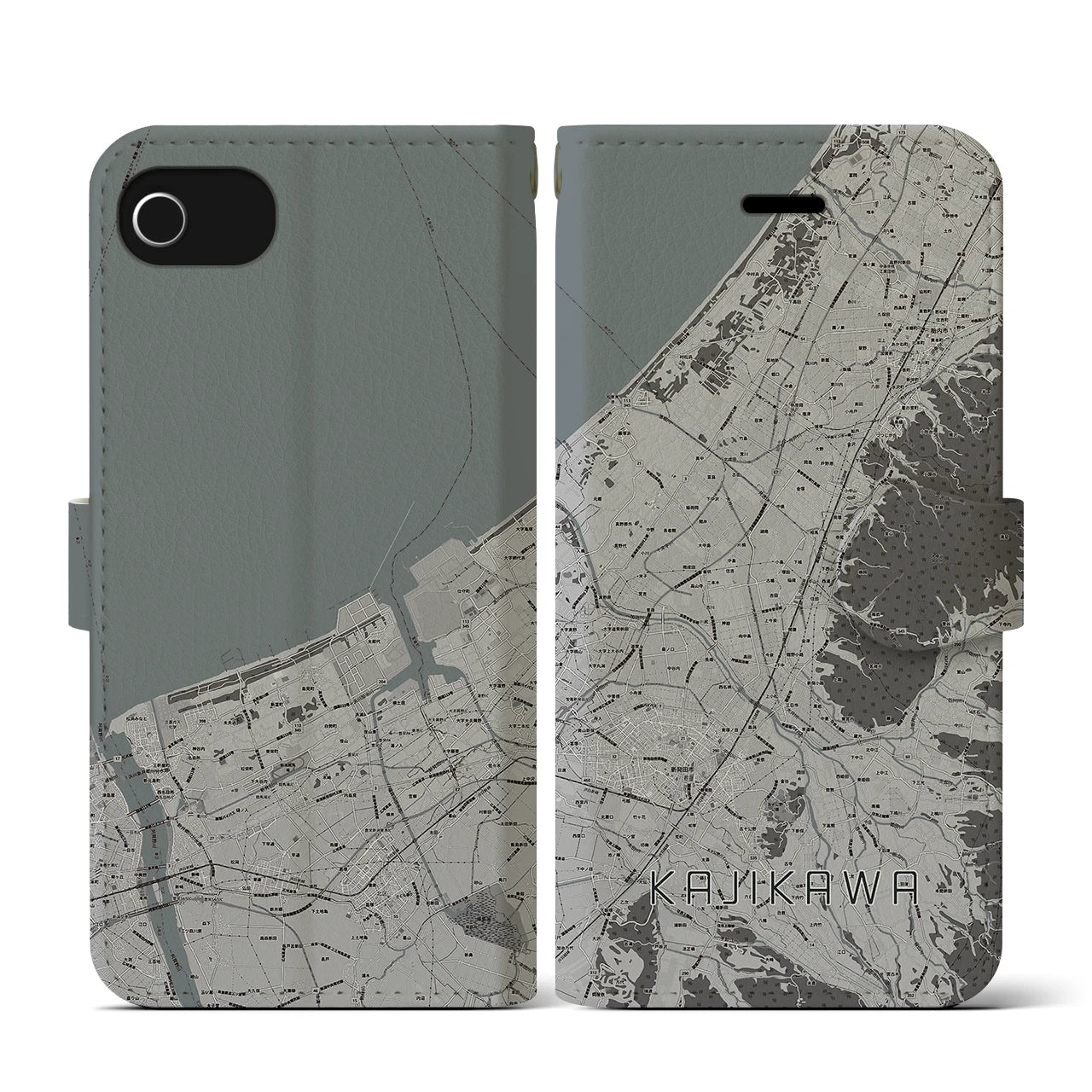 【加治川(新潟県)】地図柄iPhoneケース(手帳タイプ)