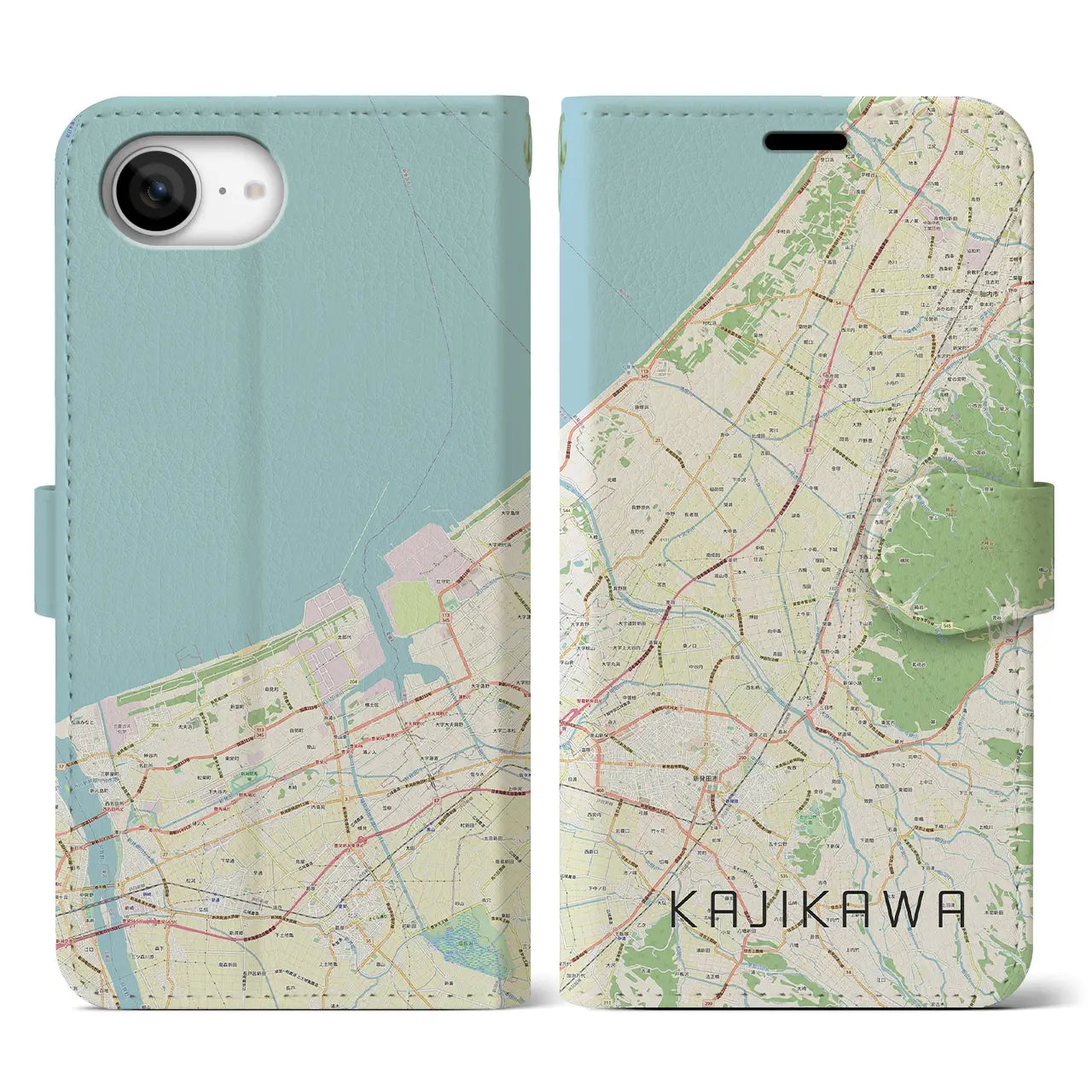 【加治川(新潟県)】地図柄iPhoneケース(手帳タイプ)