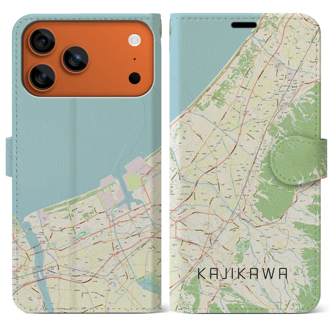 【加治川(新潟県)】地図柄iPhoneケース(手帳タイプ)