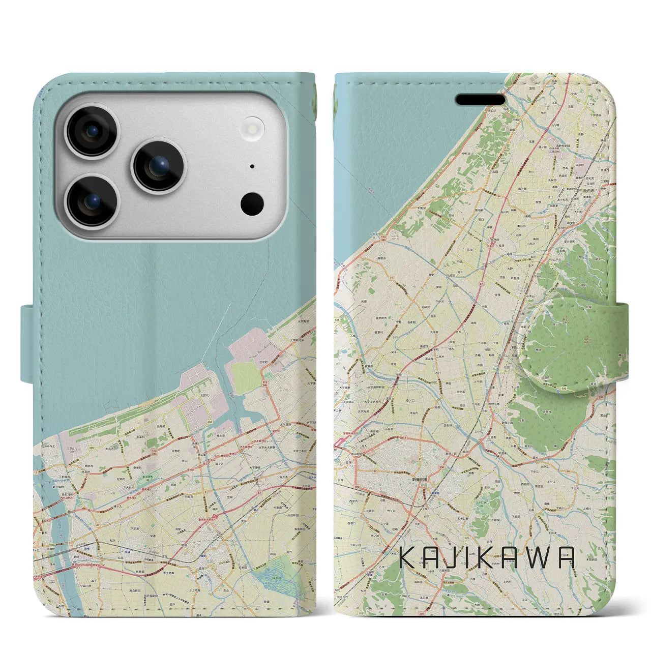 【加治川(新潟県)】地図柄iPhoneケース(手帳タイプ)