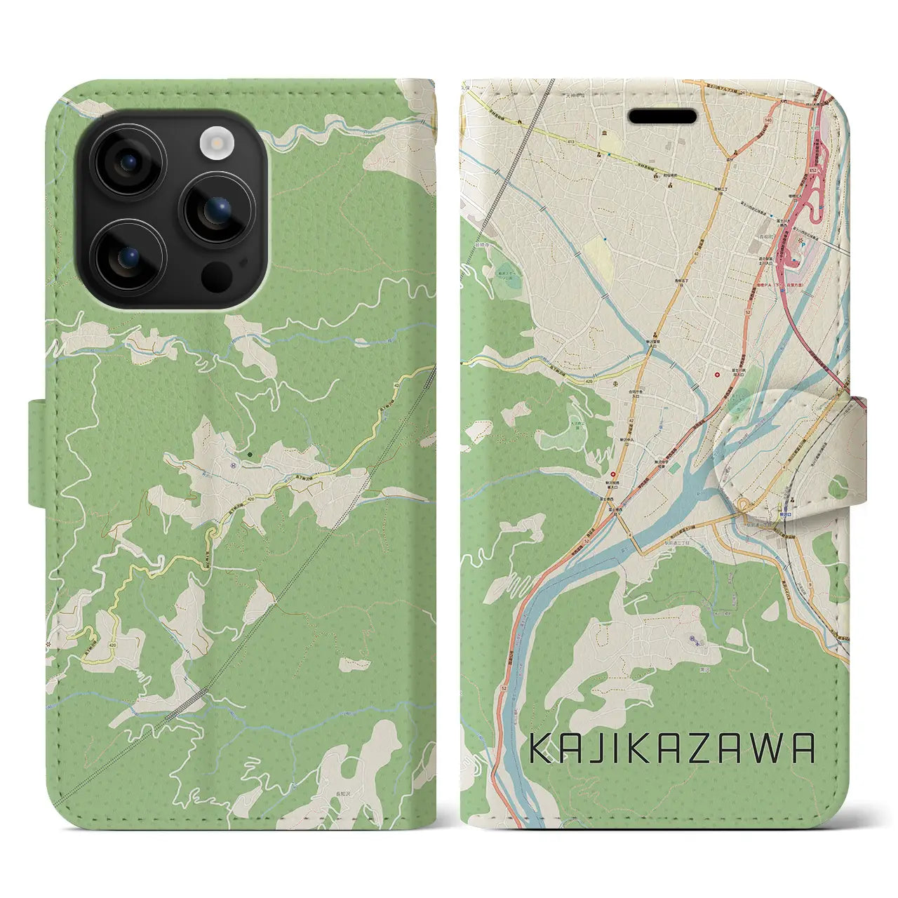 【鰍沢(山梨県)】地図柄iPhoneケース(手帳タイプ)ナチュラル・iPhone 16 用