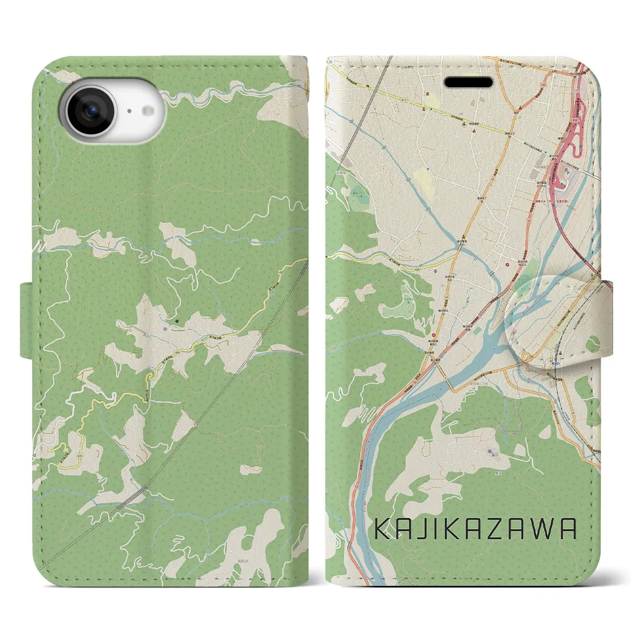 【鰍沢(山梨県)】地図柄iPhoneケース(手帳タイプ)