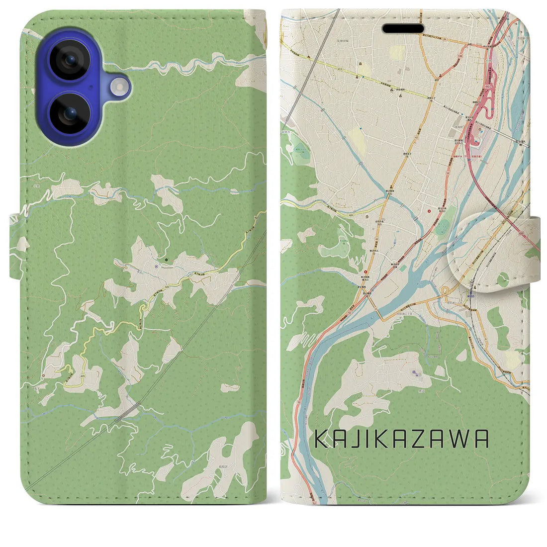 【鰍沢(山梨県)】地図柄iPhoneケース(手帳タイプ)ナチュラル・iPhone 16 Pro Max 用