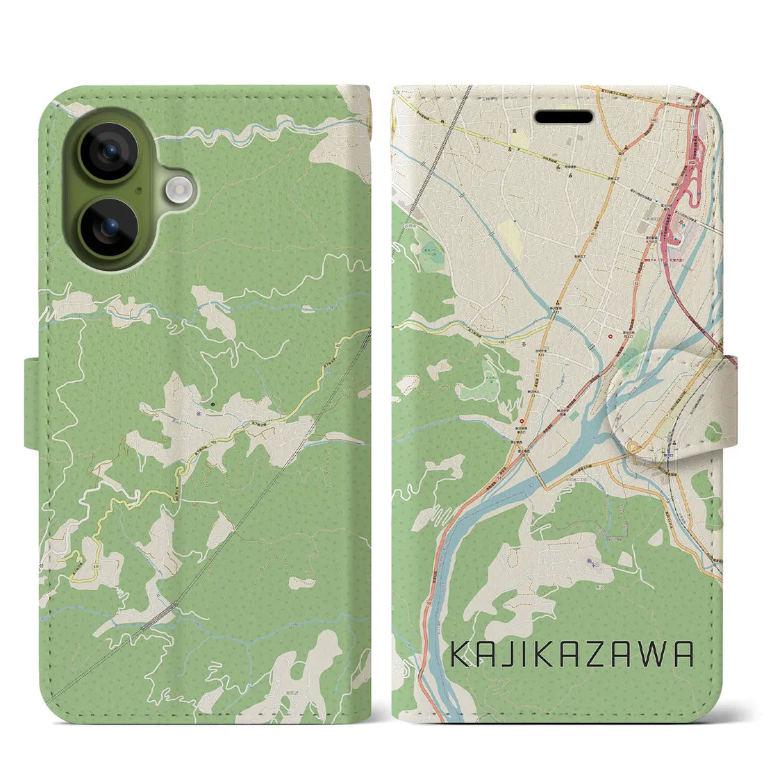 【鰍沢(山梨県)】地図柄iPhoneケース(手帳タイプ)ナチュラル・iPhone 17 Pro Max 用