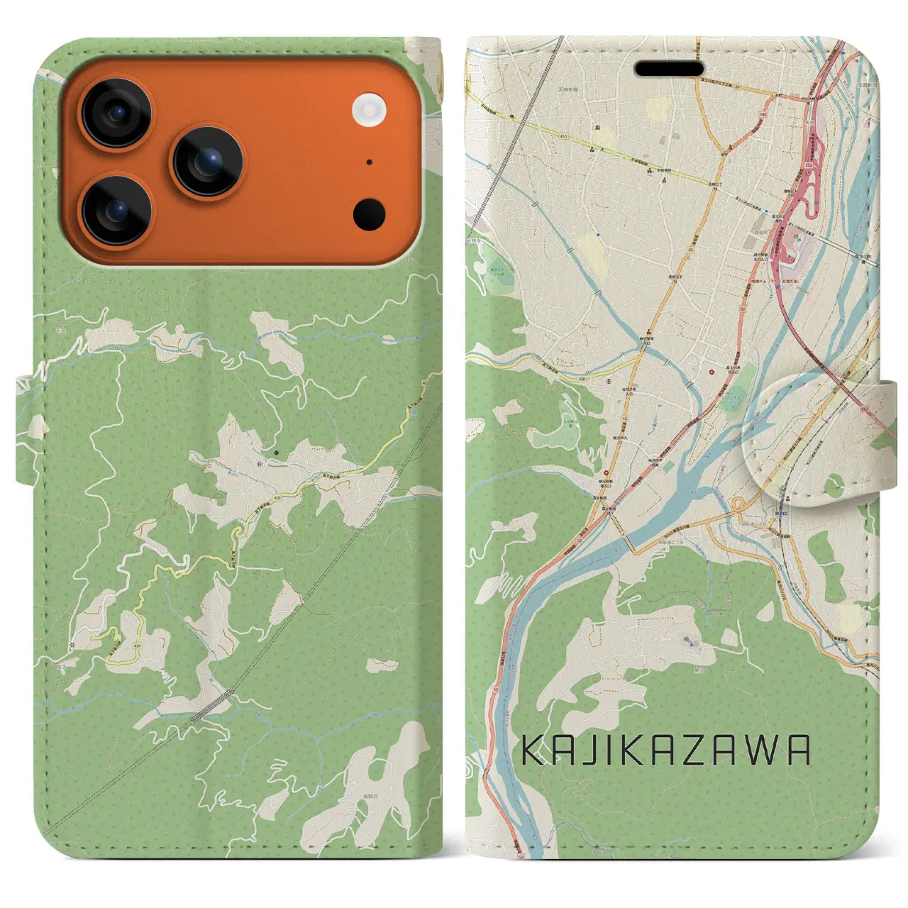 【鰍沢(山梨県)】地図柄iPhoneケース(手帳タイプ)