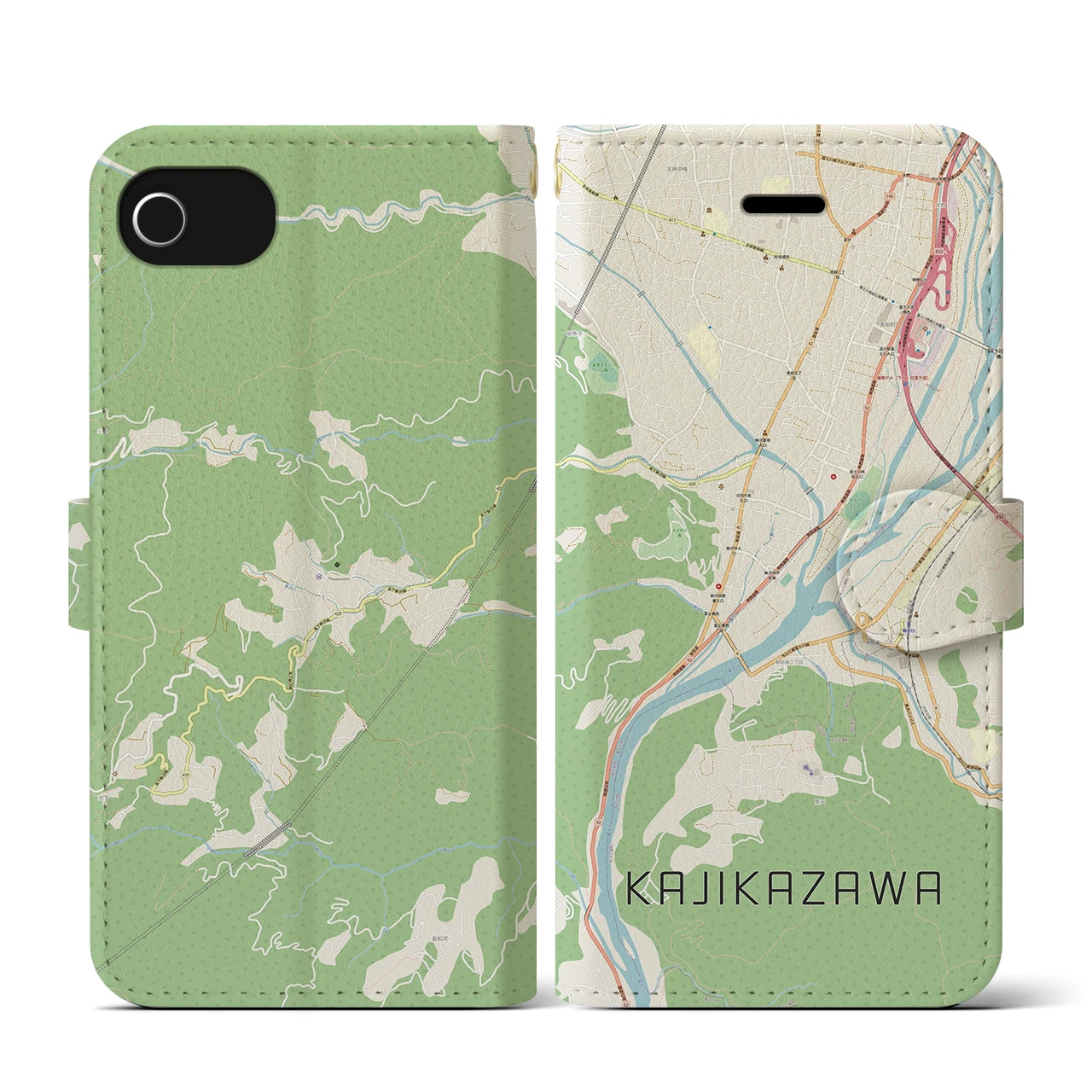 【鰍沢(山梨県)】地図柄iPhoneケース(手帳タイプ)