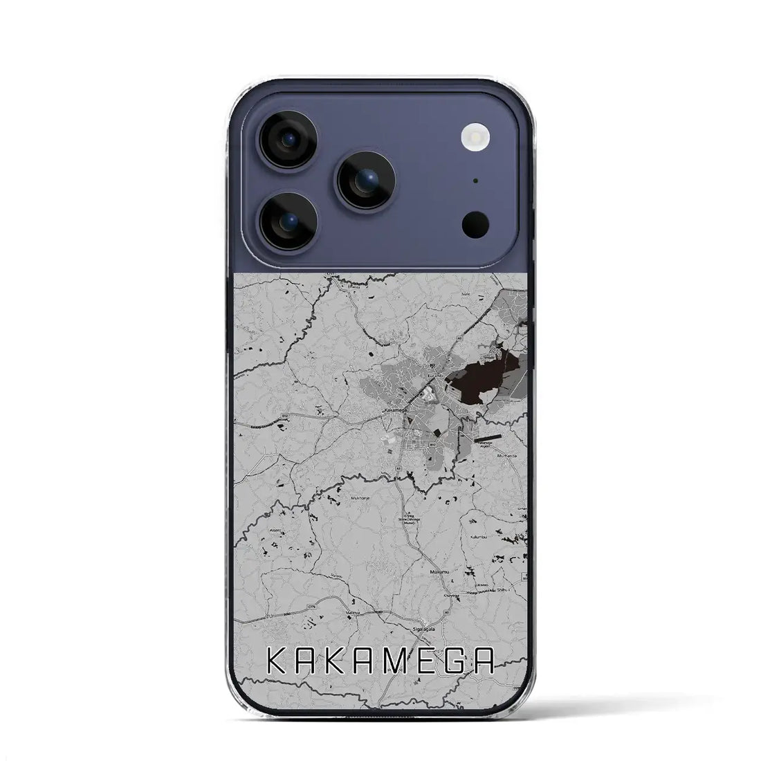 【カカメガ(ケニア)】地図柄iPhoneケース(クリアタイプ)モノトーン・iPhone 17 Pro Max 用