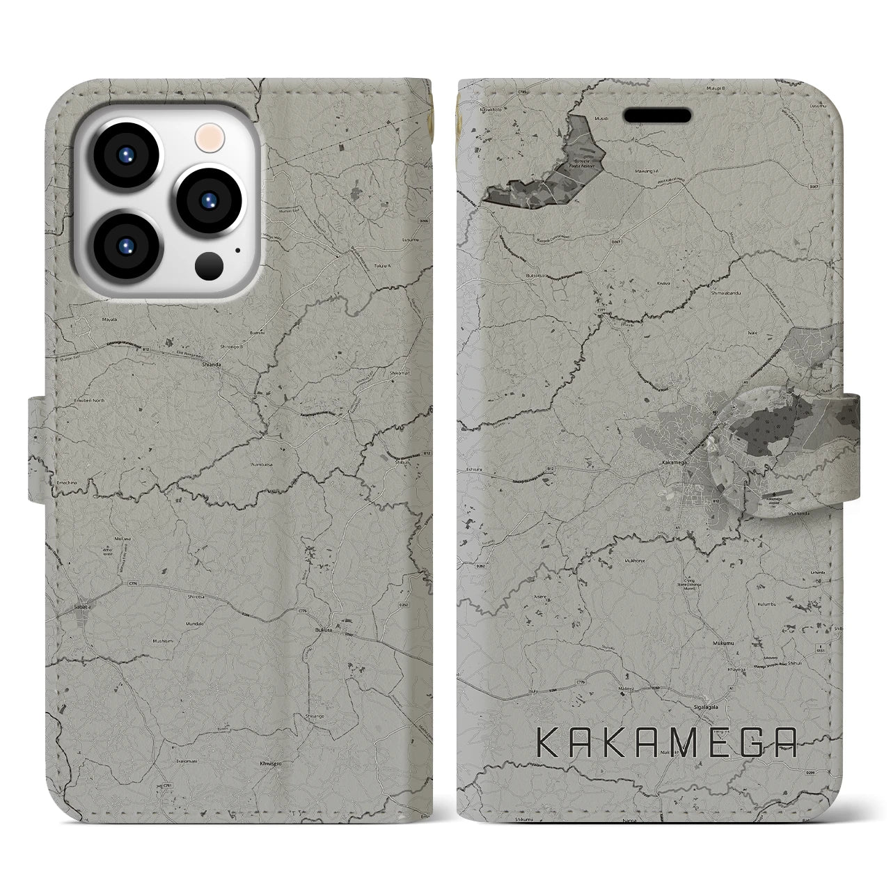 【カカメガ(ケニア)】地図柄iPhoneケース(手帳タイプ)