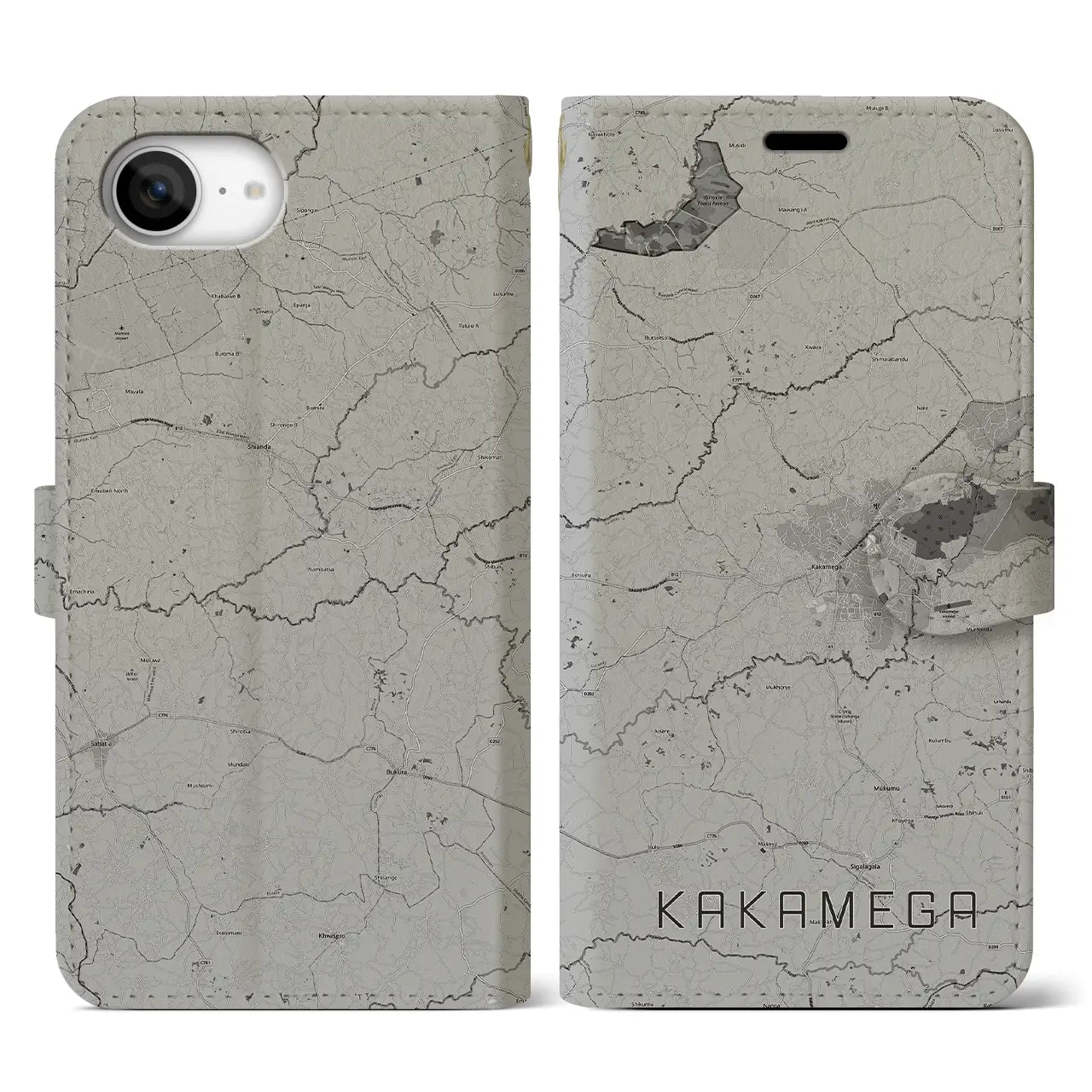 【カカメガ(ケニア)】地図柄iPhoneケース(手帳タイプ)