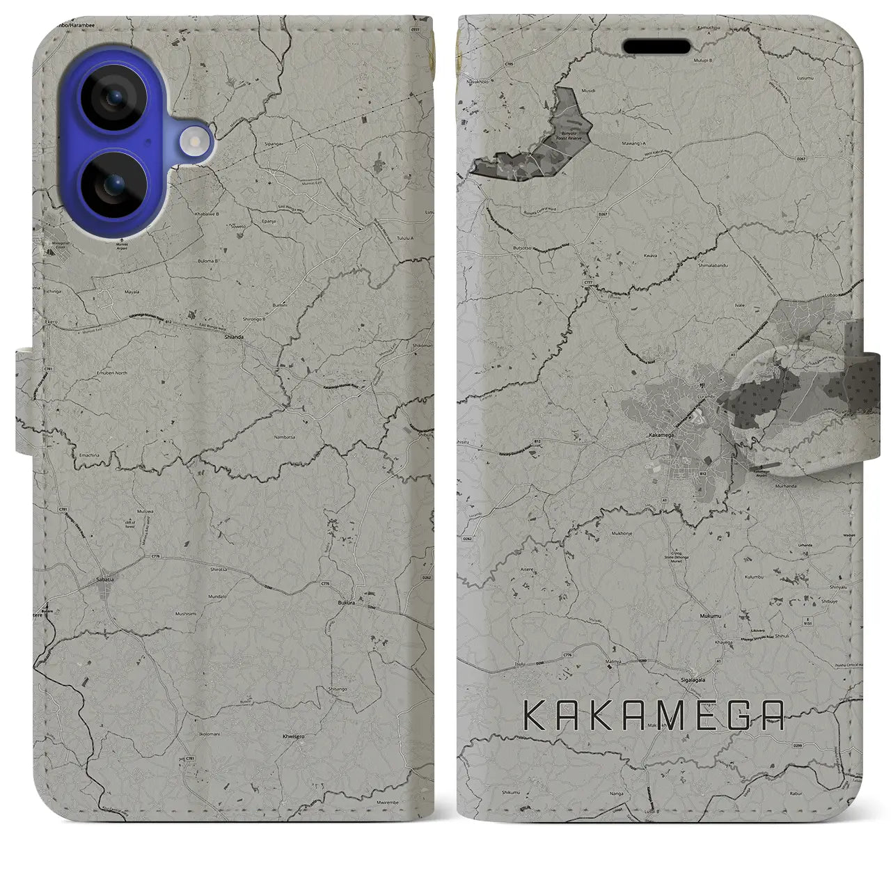 【カカメガ(ケニア)】地図柄iPhoneケース(手帳タイプ)