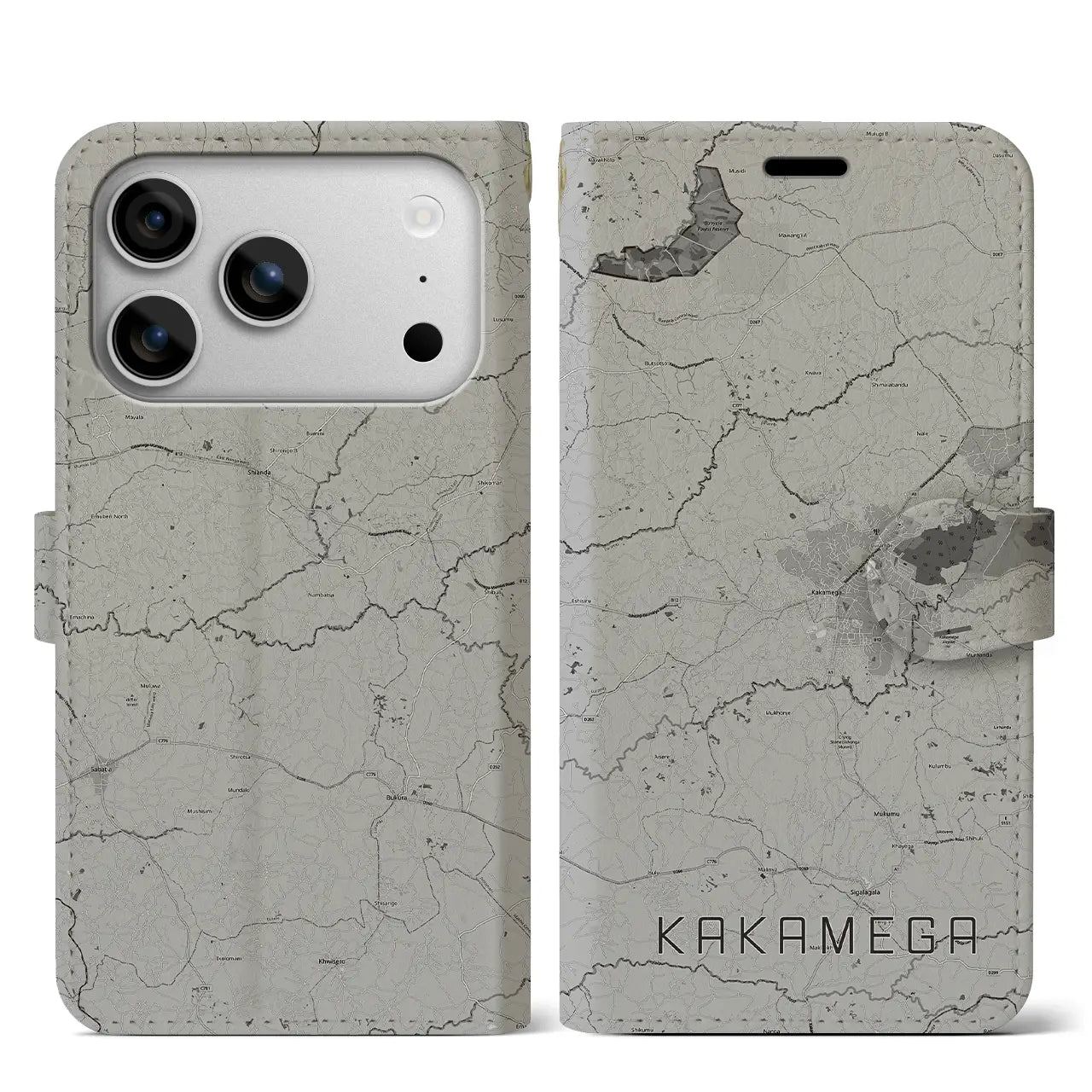 【カカメガ(ケニア)】地図柄iPhoneケース(手帳タイプ)
