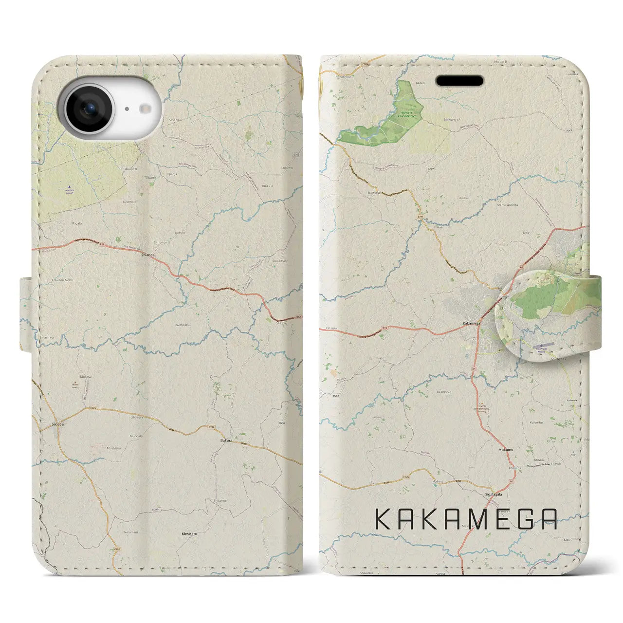 【カカメガ(ケニア)】地図柄iPhoneケース(手帳タイプ)