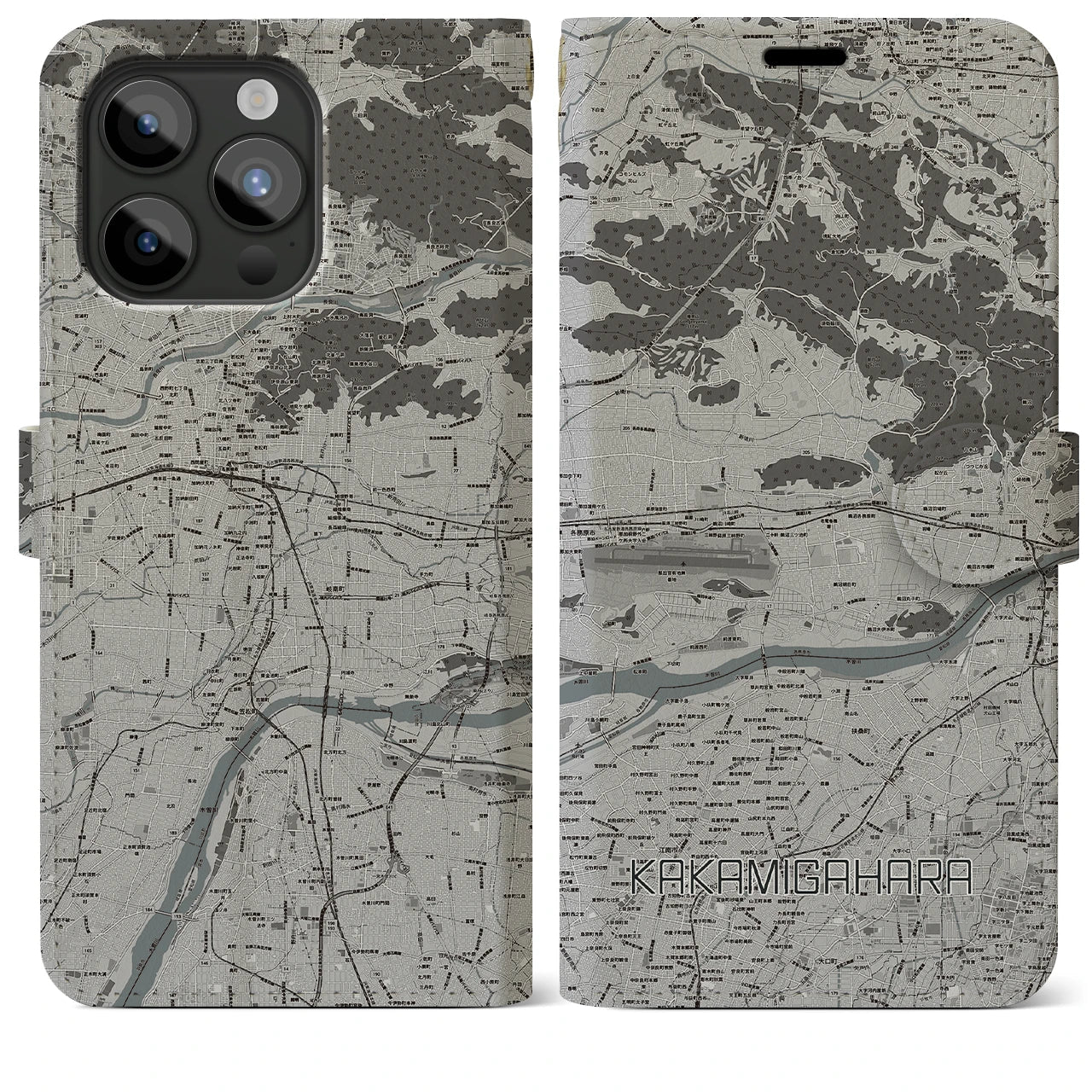 【各務原(岐阜県)】地図柄iPhoneケース(手帳タイプ)