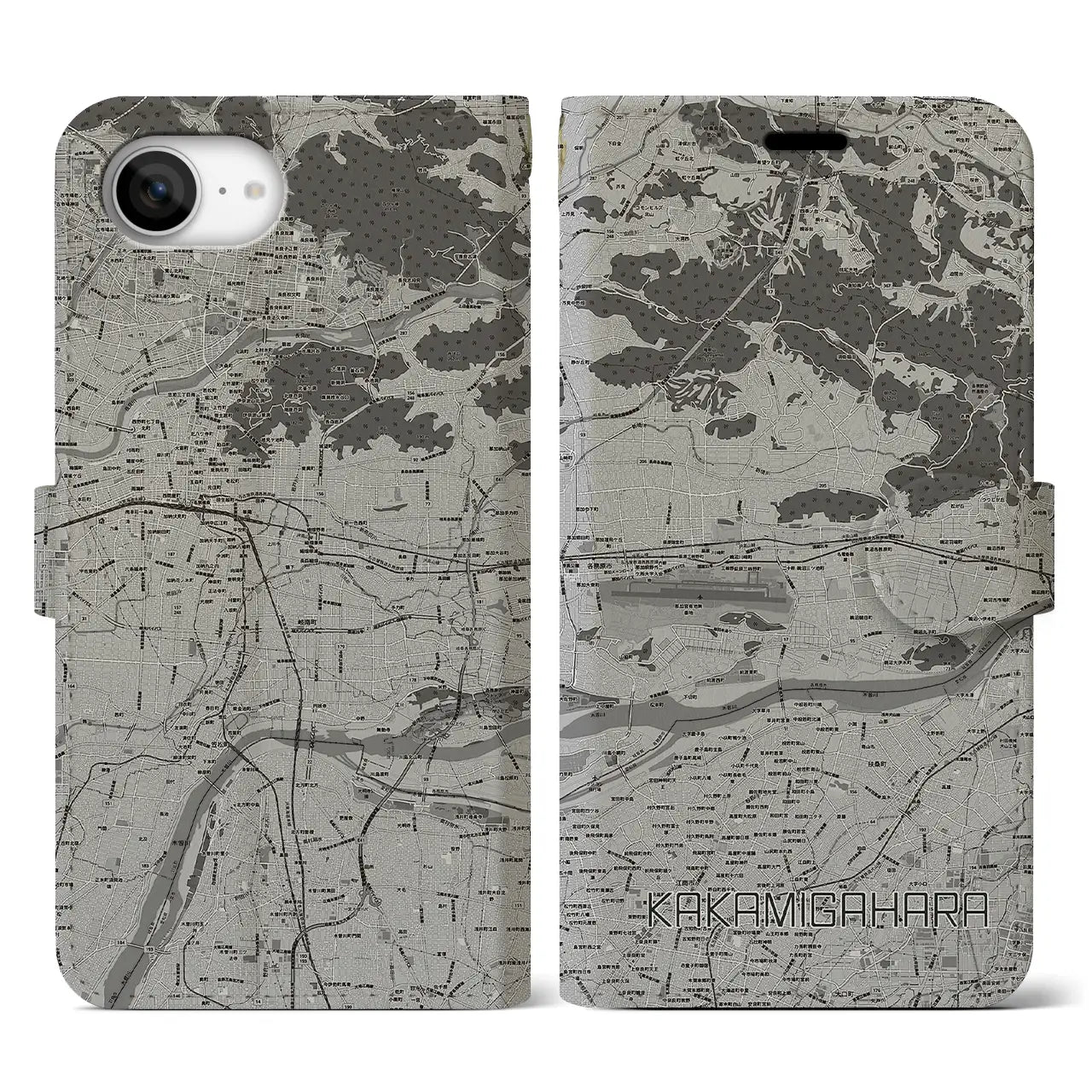 【各務原(岐阜県)】地図柄iPhoneケース(手帳タイプ)