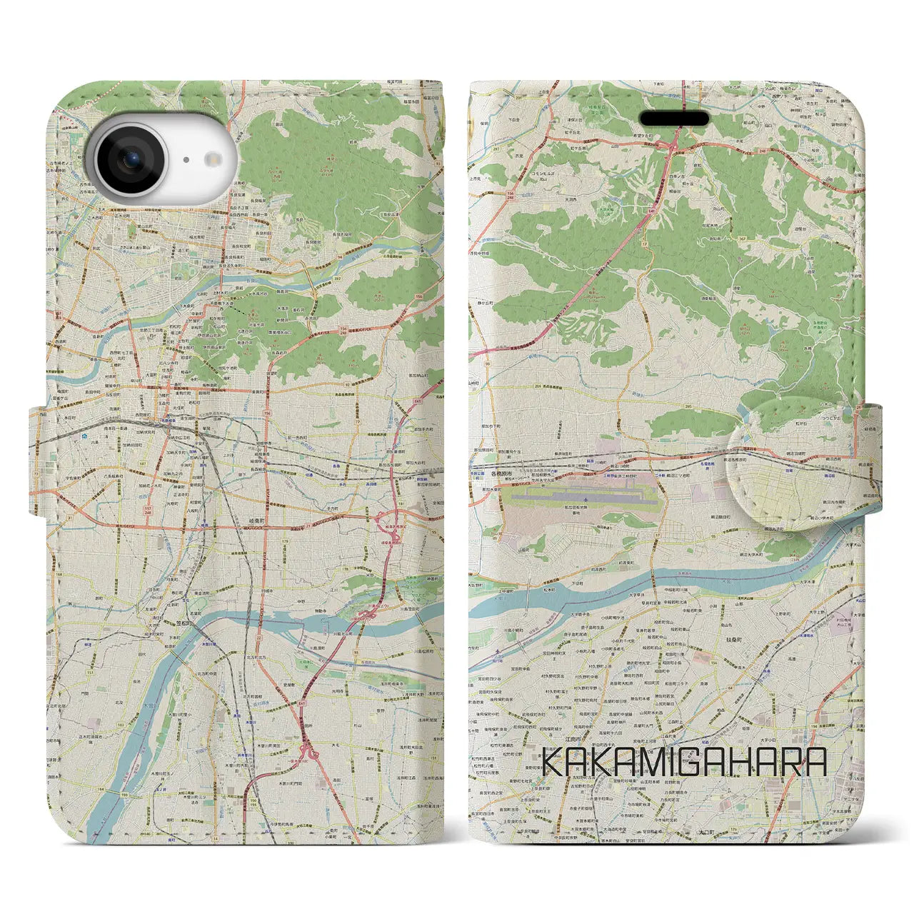 【各務原(岐阜県)】地図柄iPhoneケース(手帳タイプ)