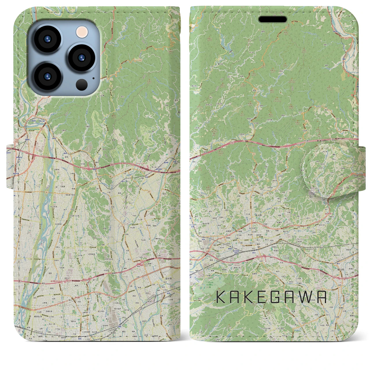 【掛川2(静岡県)】地図柄iPhoneケース(手帳タイプ)ナチュラル・iPhone 13 Pro Max 用