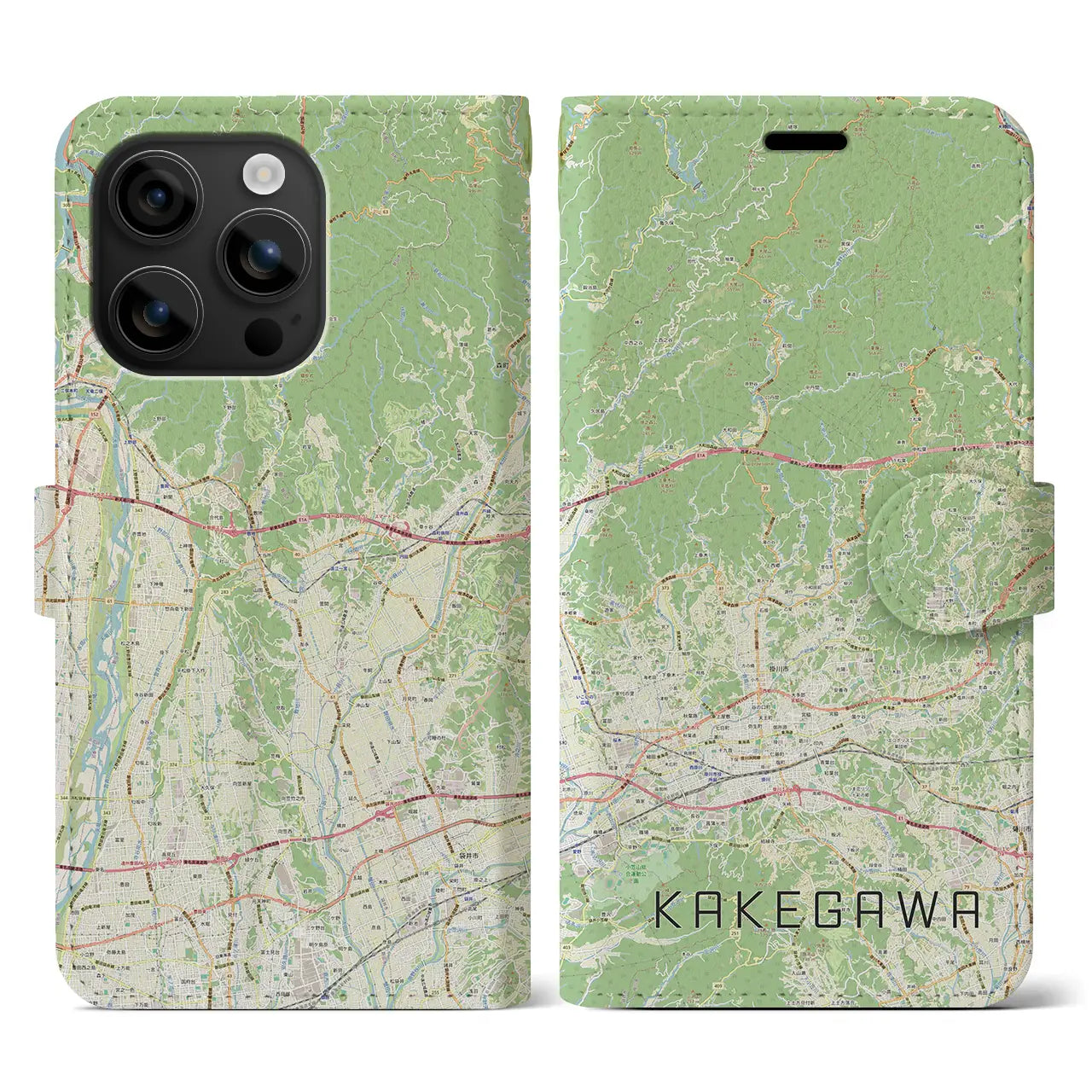 【掛川2(静岡県)】地図柄iPhoneケース(手帳タイプ)ナチュラル・iPhone 16 用