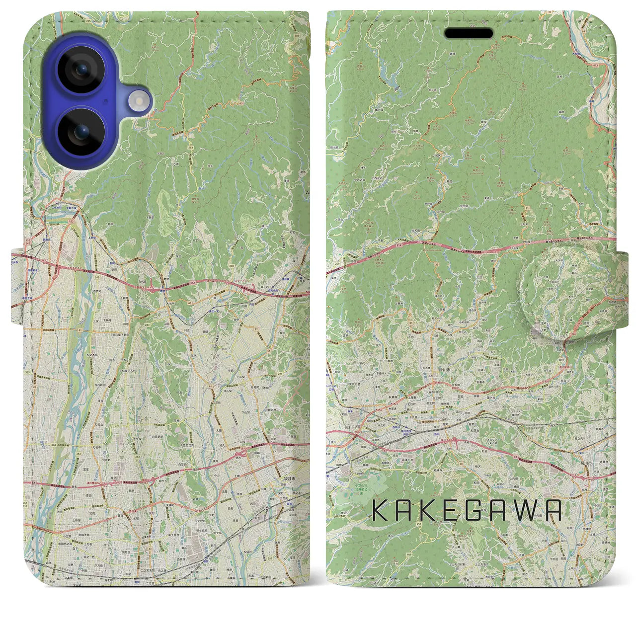【掛川2(静岡県)】地図柄iPhoneケース(手帳タイプ)ナチュラル・iPhone 16 Pro Max 用