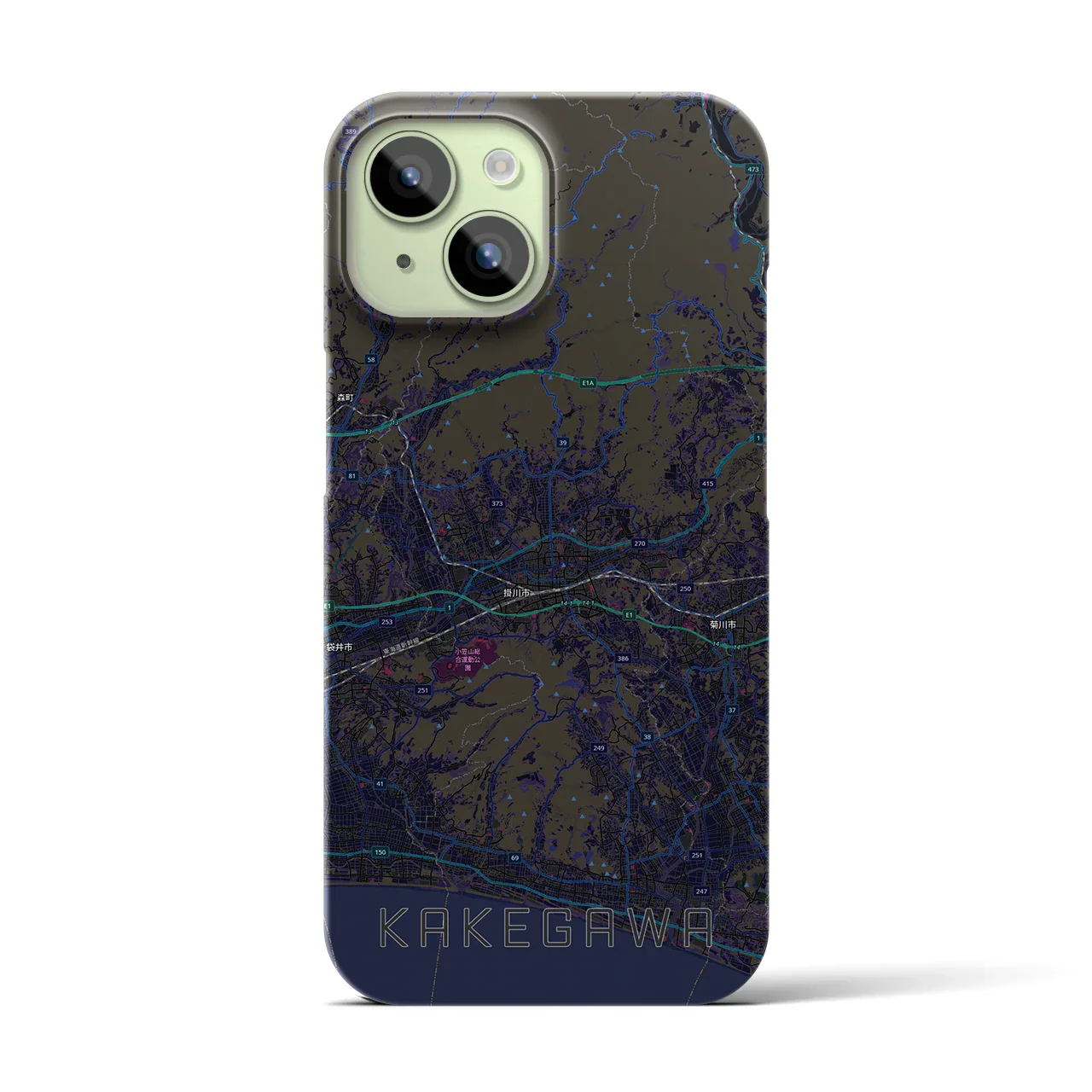 【掛川3(静岡県)】地図柄iPhoneケース(バックカバータイプ)