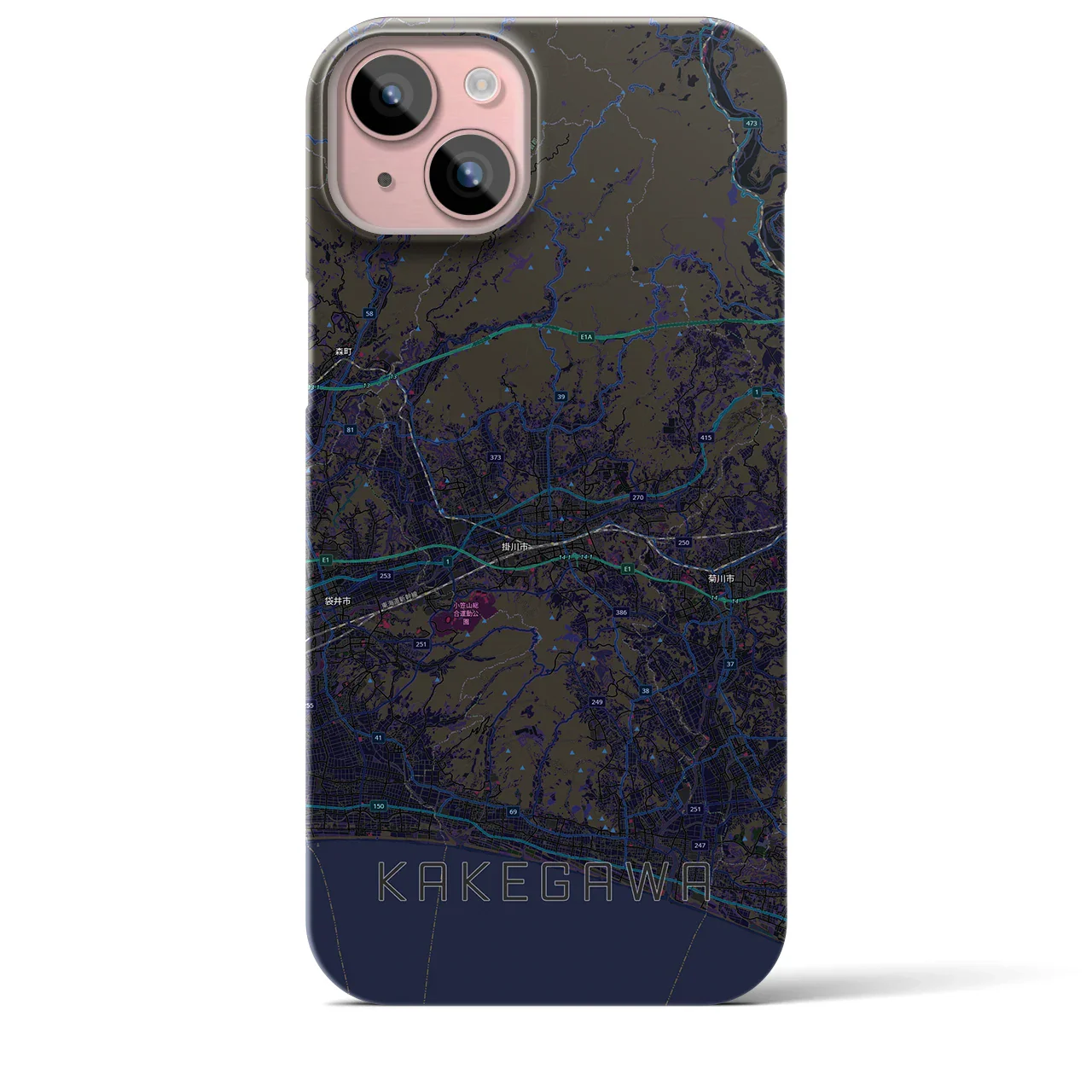 【掛川3(静岡県)】地図柄iPhoneケース(バックカバータイプ)