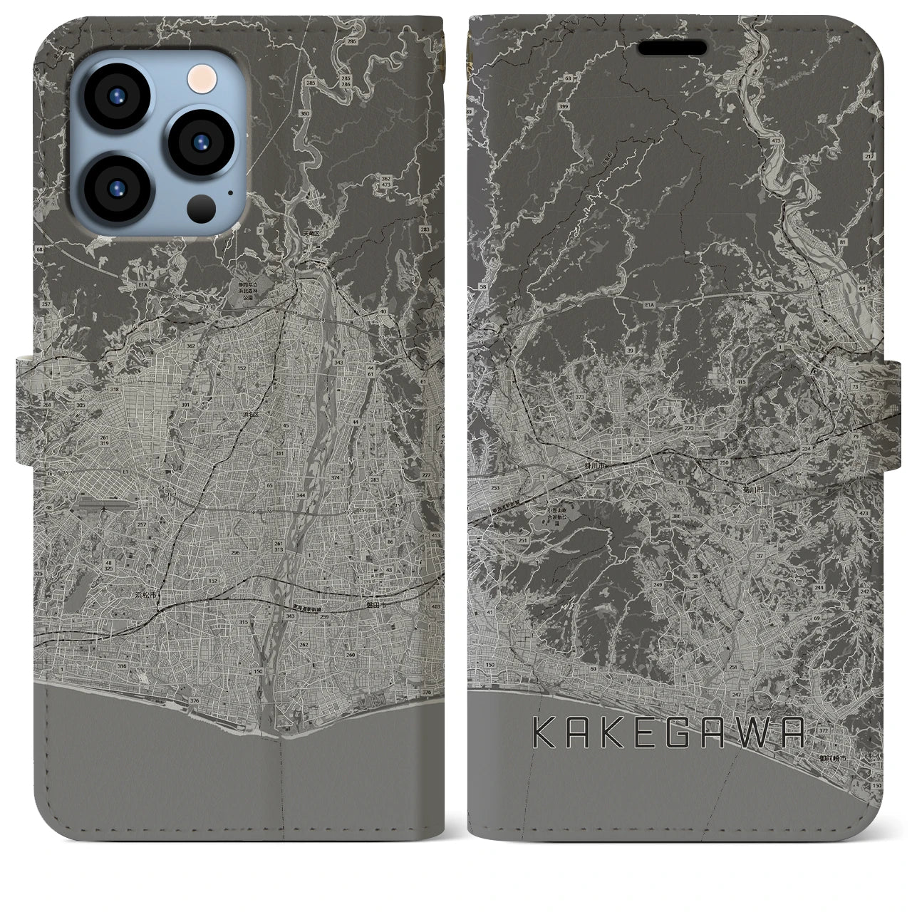 【掛川3(静岡県)】地図柄iPhoneケース(手帳タイプ)