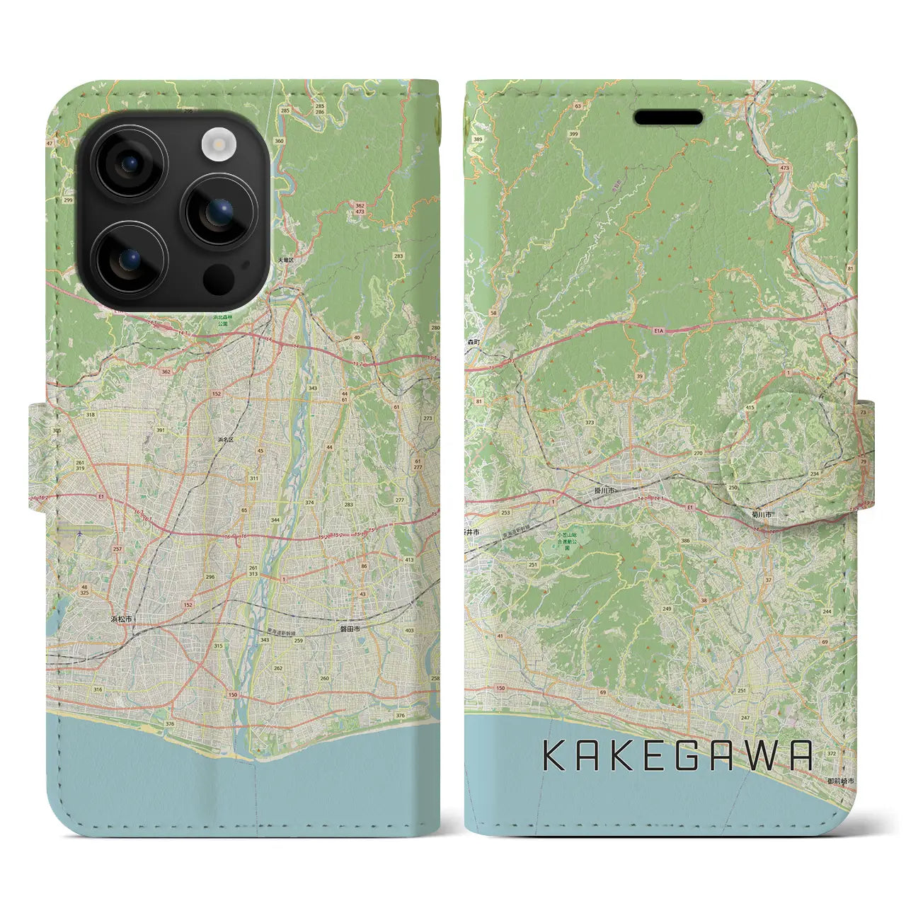 【掛川3(静岡県)】地図柄iPhoneケース(手帳タイプ)ナチュラル・iPhone 16 用