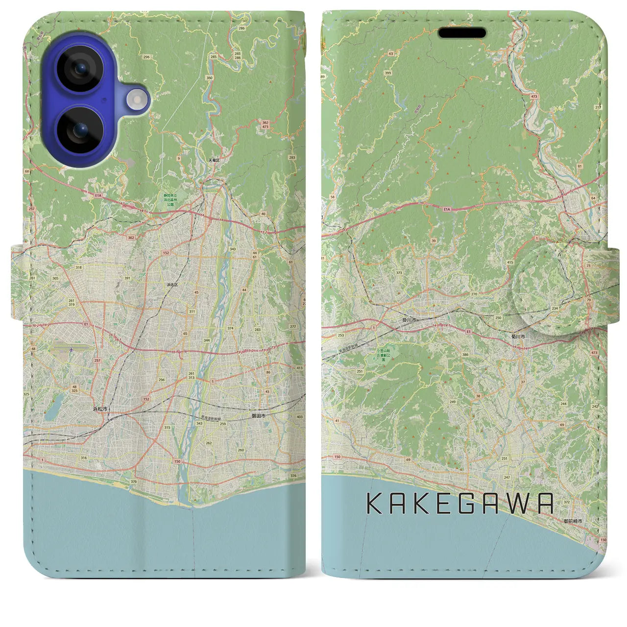 【掛川3(静岡県)】地図柄iPhoneケース(手帳タイプ)ナチュラル・iPhone 16 Pro Max 用