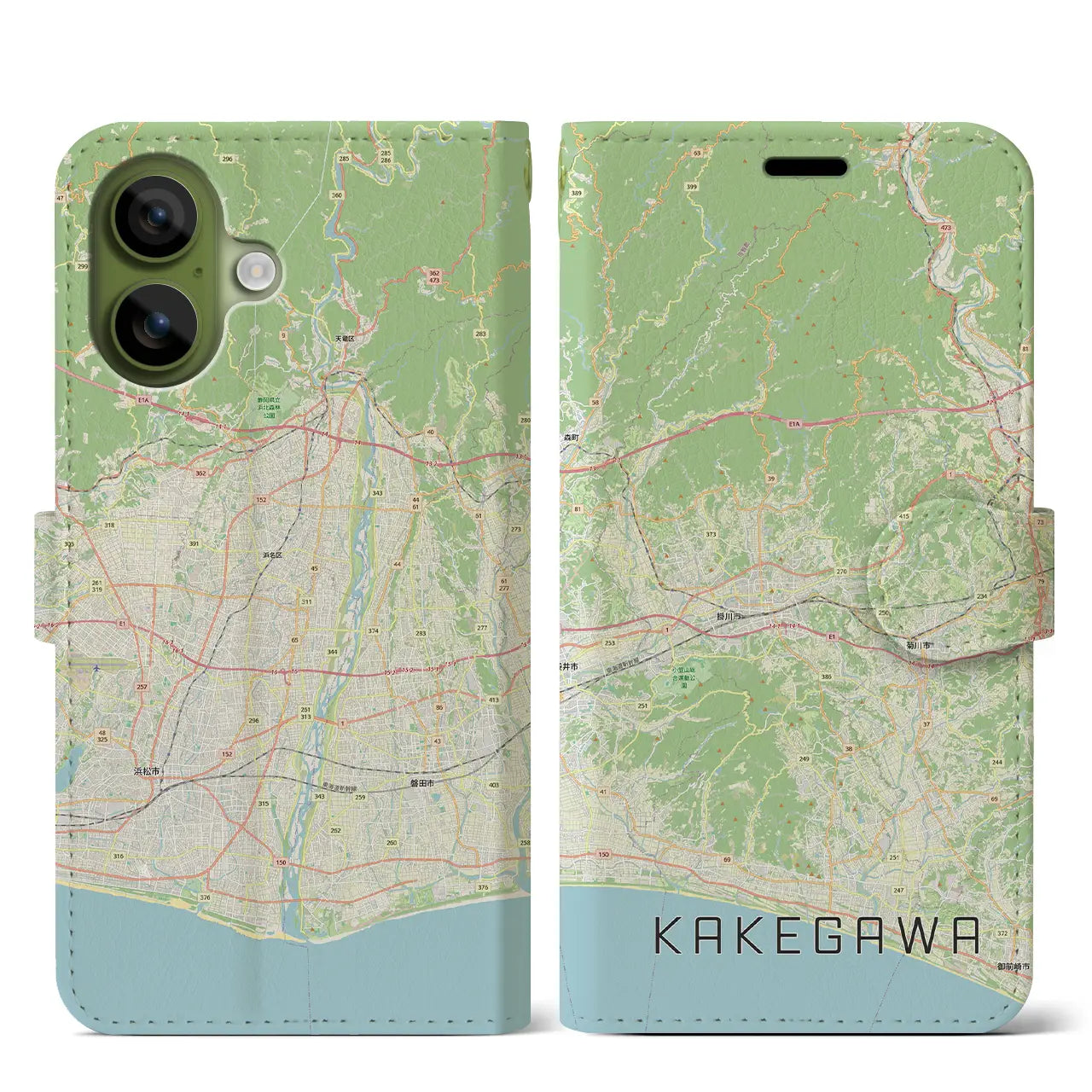 【掛川3(静岡県)】地図柄iPhoneケース(手帳タイプ)