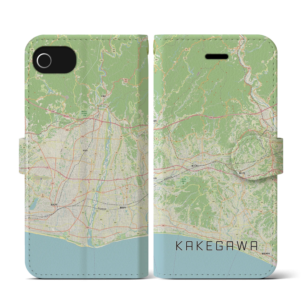 【掛川3(静岡県)】地図柄iPhoneケース(手帳タイプ)