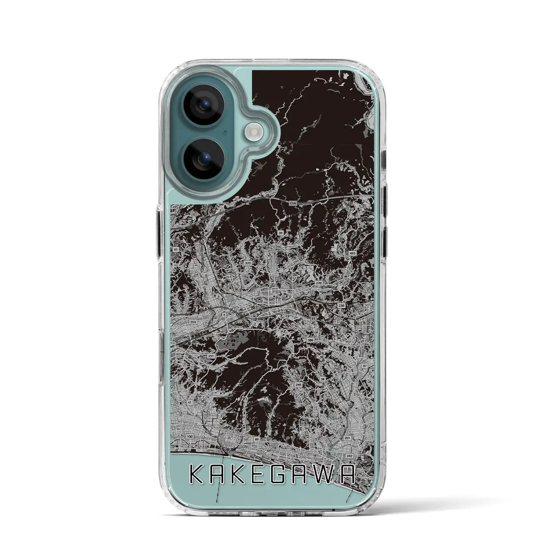 【掛川3(静岡県)】地図柄iPhoneケース(MagSafeタイプ)モノトーン・iPhone 16 Pro 用