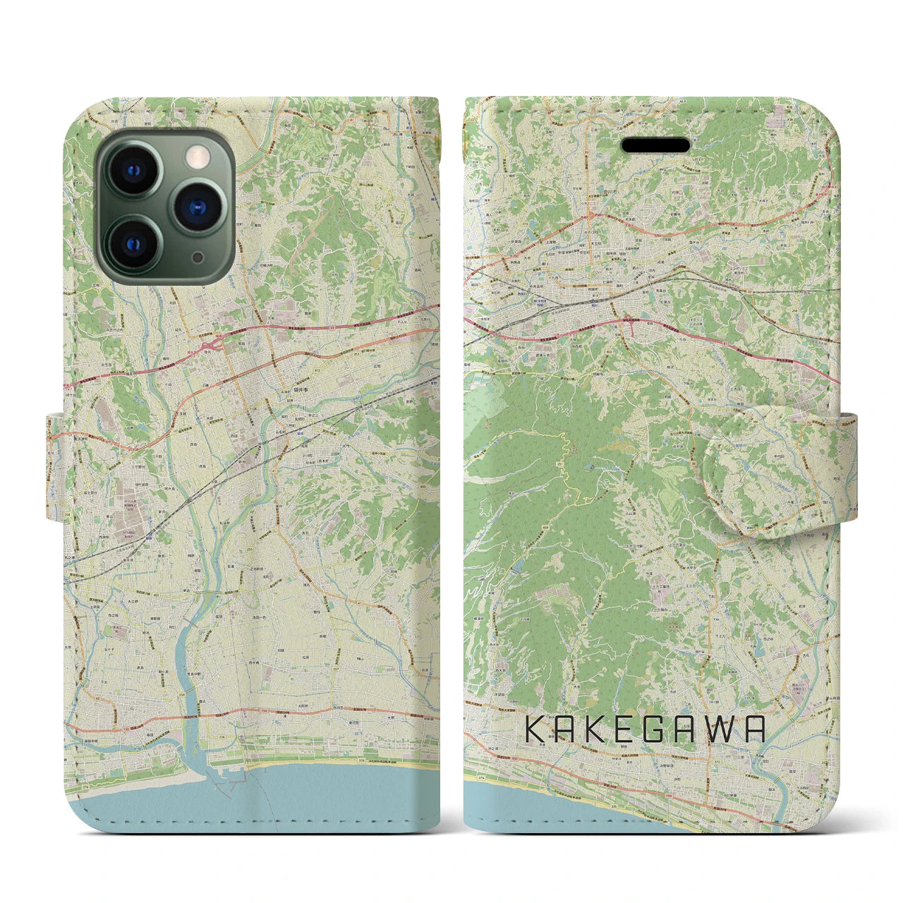 【掛川(静岡県)】地図柄iPhoneケース(手帳タイプ)ナチュラル・iPhone 11 Pro 用