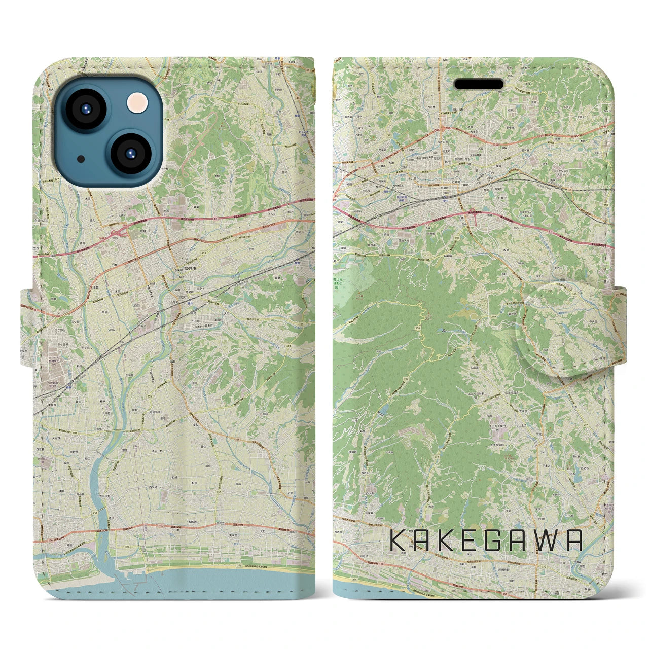 【掛川(静岡県)】地図柄iPhoneケース(手帳タイプ)ナチュラル・iPhone 13 用