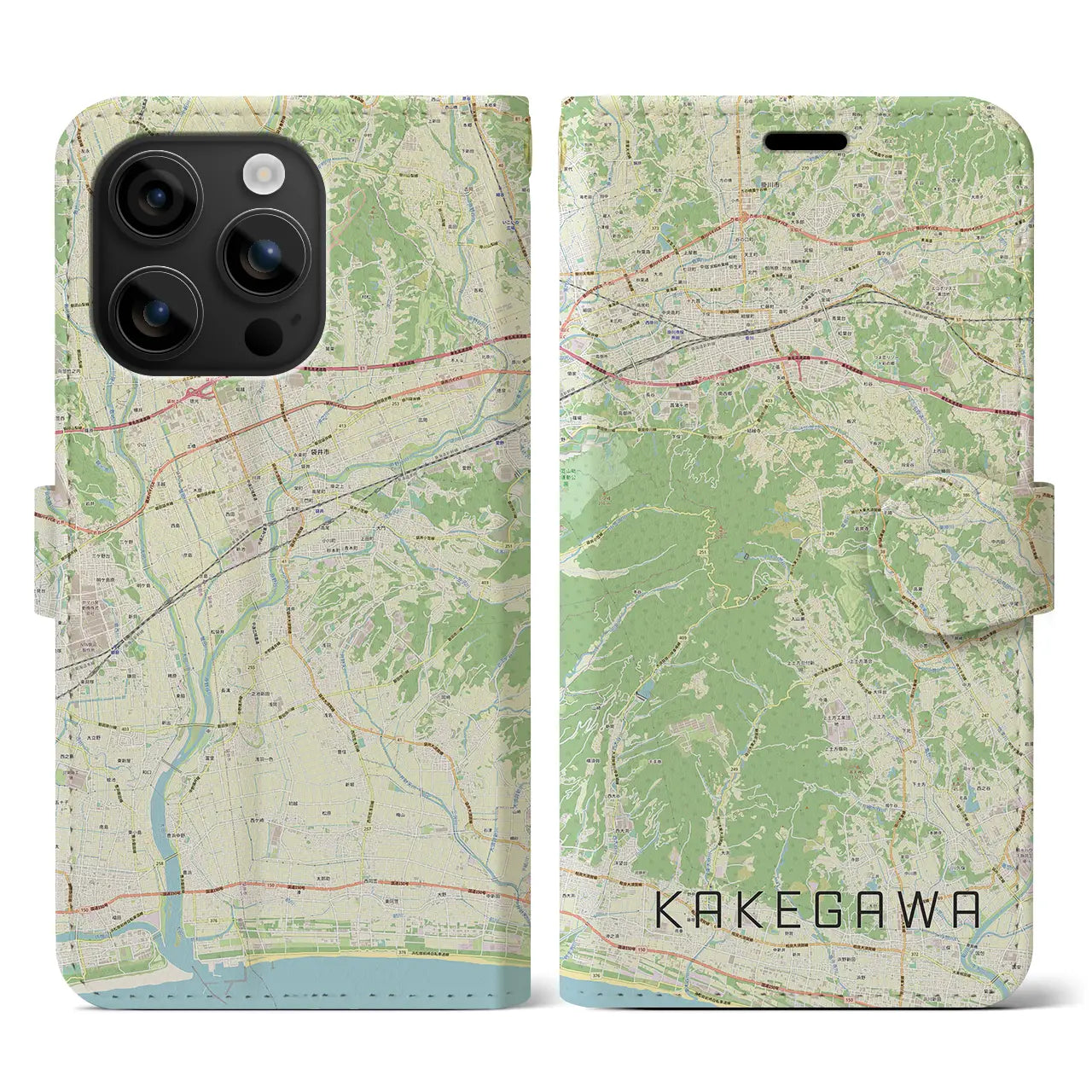 【掛川(静岡県)】地図柄iPhoneケース(手帳タイプ)ナチュラル・iPhone 16 用