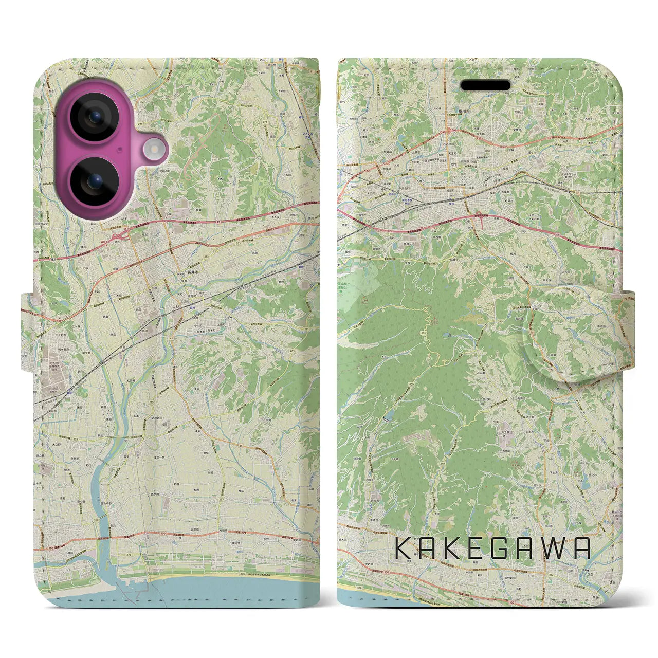 【掛川(静岡県)】地図柄iPhoneケース(手帳タイプ)ナチュラル・iPhone 16 Pro 用