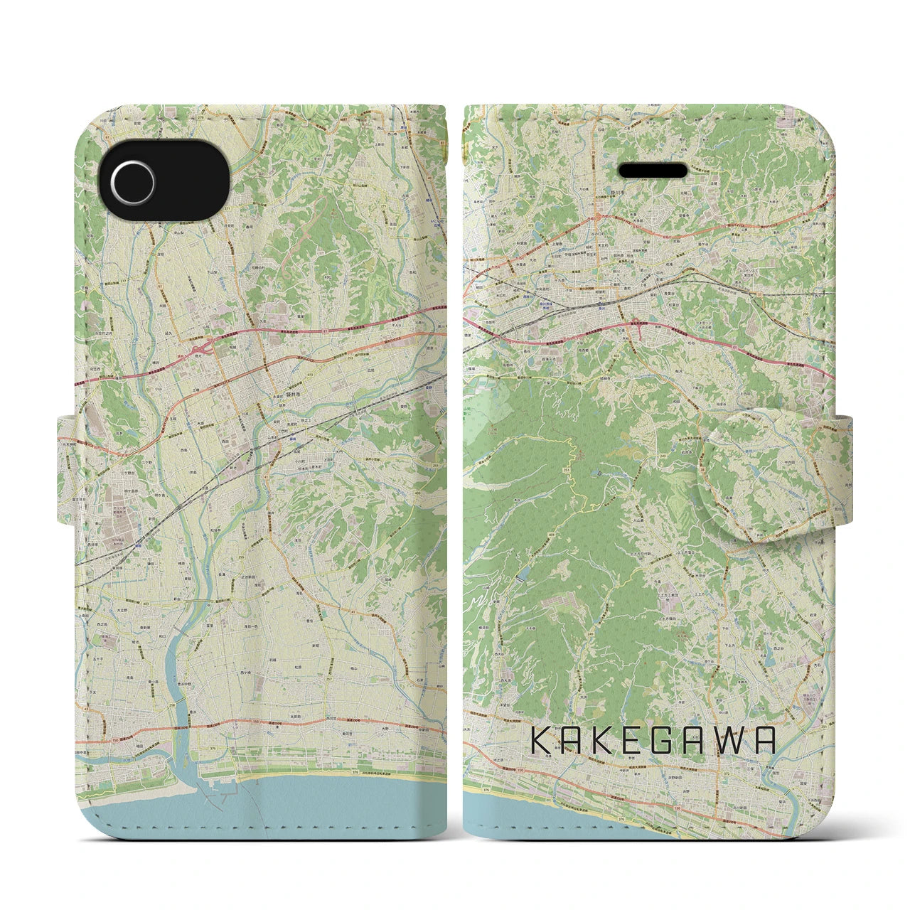 【掛川(静岡県)】地図柄iPhoneケース(手帳タイプ)ナチュラル・iPhone SE(第3 / 第2世代) / 8 / 7 / 6s / 6 用