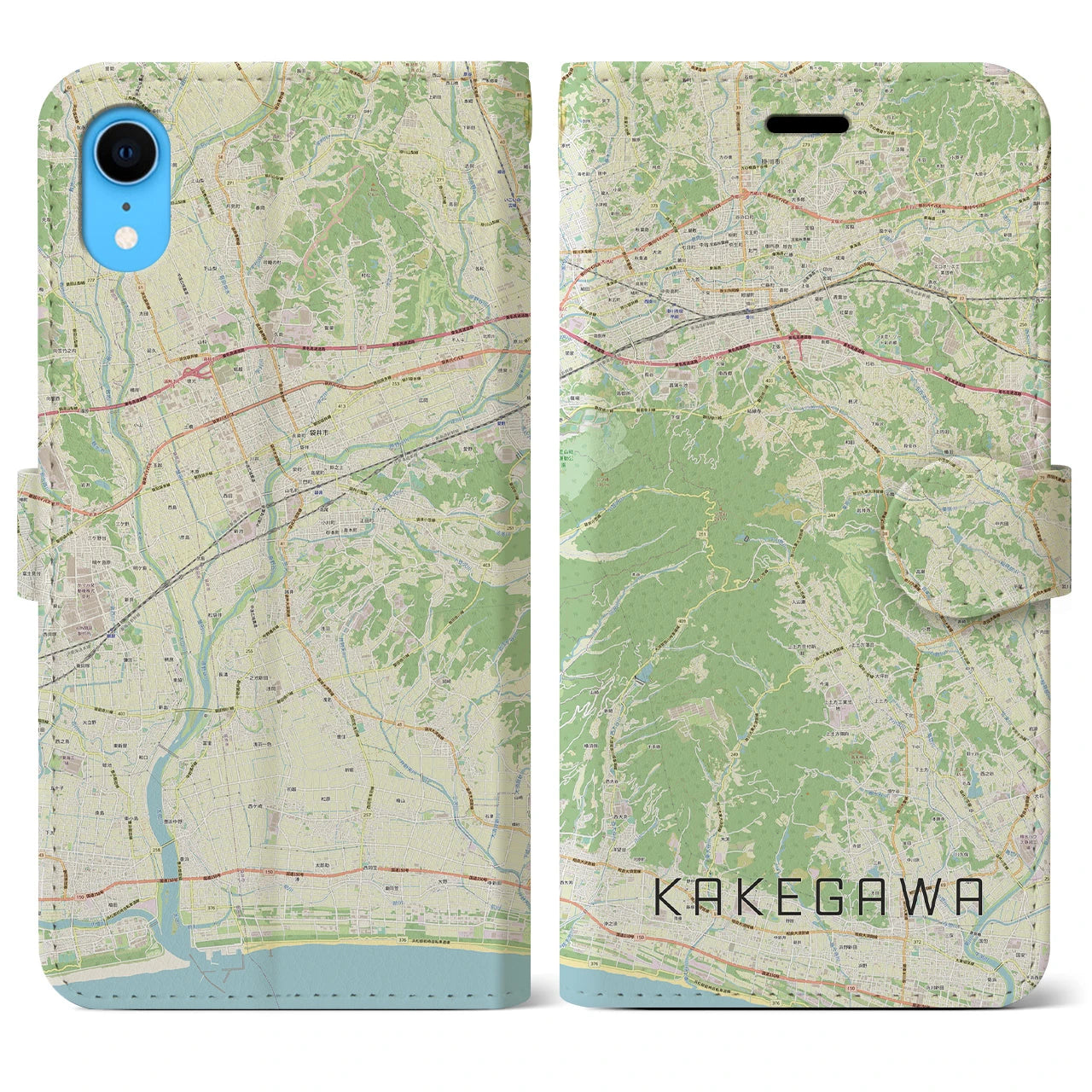 【掛川(静岡県)】地図柄iPhoneケース(手帳タイプ)ナチュラル・iPhone XR 用